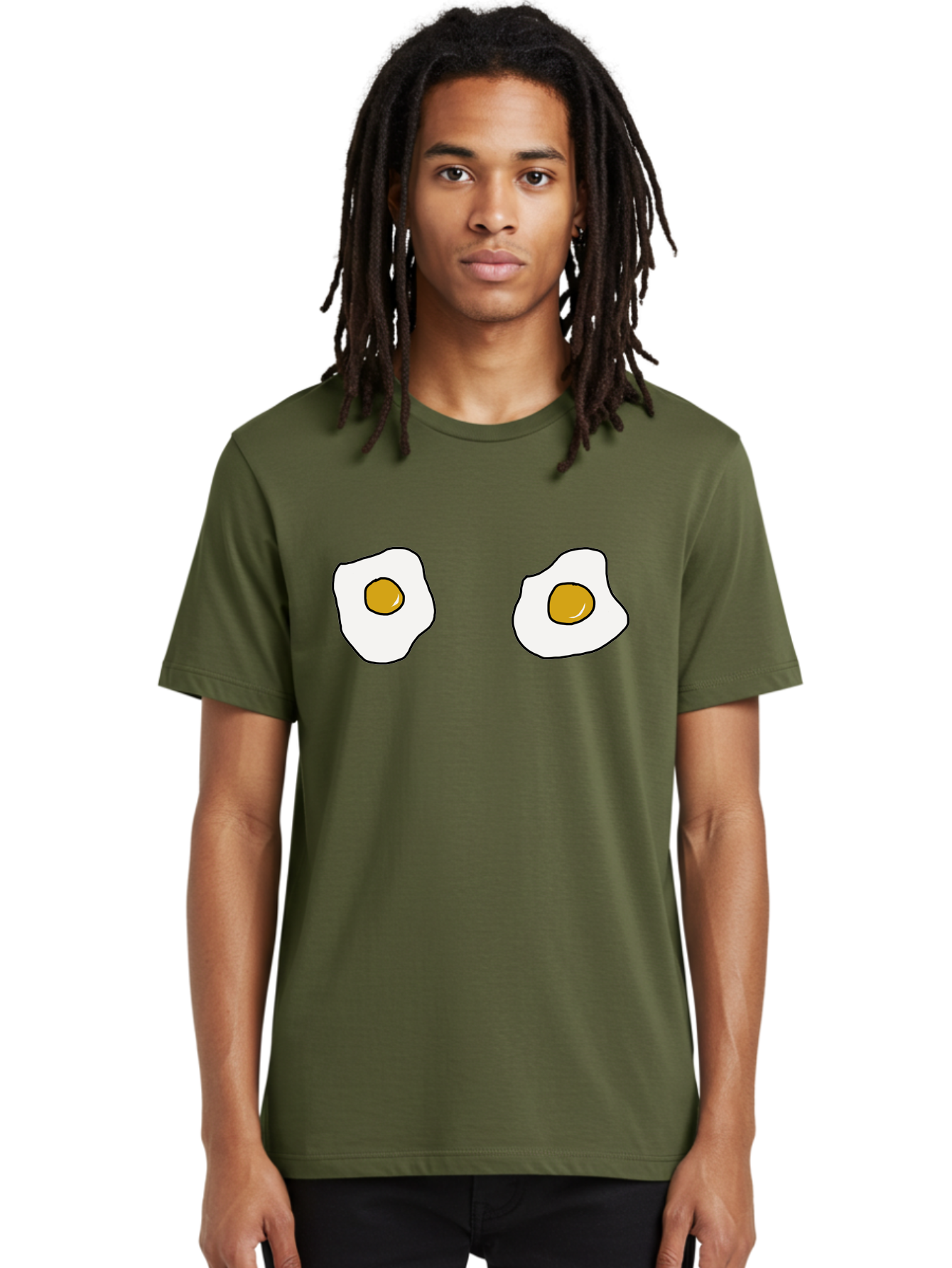 Two-Fried-Eggs Men'S Graphic Tee, 100% Cotton, Comfortable Casual Summer Wear, Machine Washable, Fried Eggs, Egg Yolks, Breakfast Food, Cartoon Eggs, Simple Illustration, Food Graphics, Egg Illustration - Aaa137