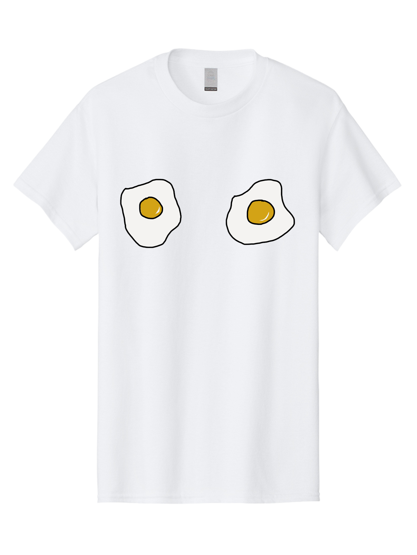 Two-Fried-Eggs Men'S Graphic Tee, 100% Cotton, Comfortable Casual Summer Wear, Machine Washable, Fried Eggs, Egg Yolks, Breakfast Food, Cartoon Eggs, Simple Illustration, Food Graphics, Egg Illustration - Aaa137