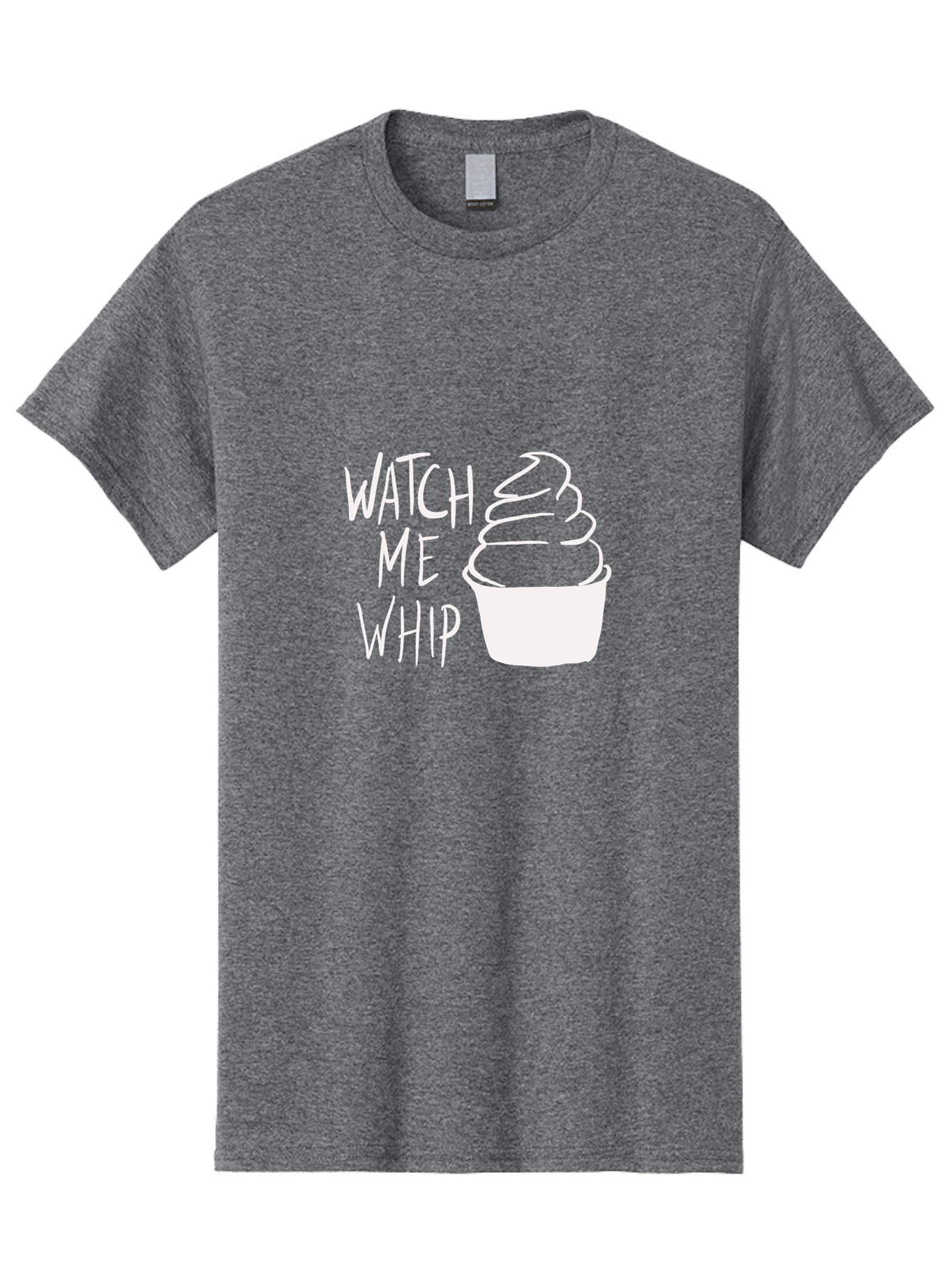 Watch-Me-Whip Men'S Graphic Tee, 100% Cotton, Comfortable Casual Summer Wear, Machine Washable, Whipped Cream, Soft Serve, Cup, Sweet Treat, Frozen Yogurt, Dessert, Fun Phrase, Playful Design, White Illustration, Watch Me Whip - Aaa138