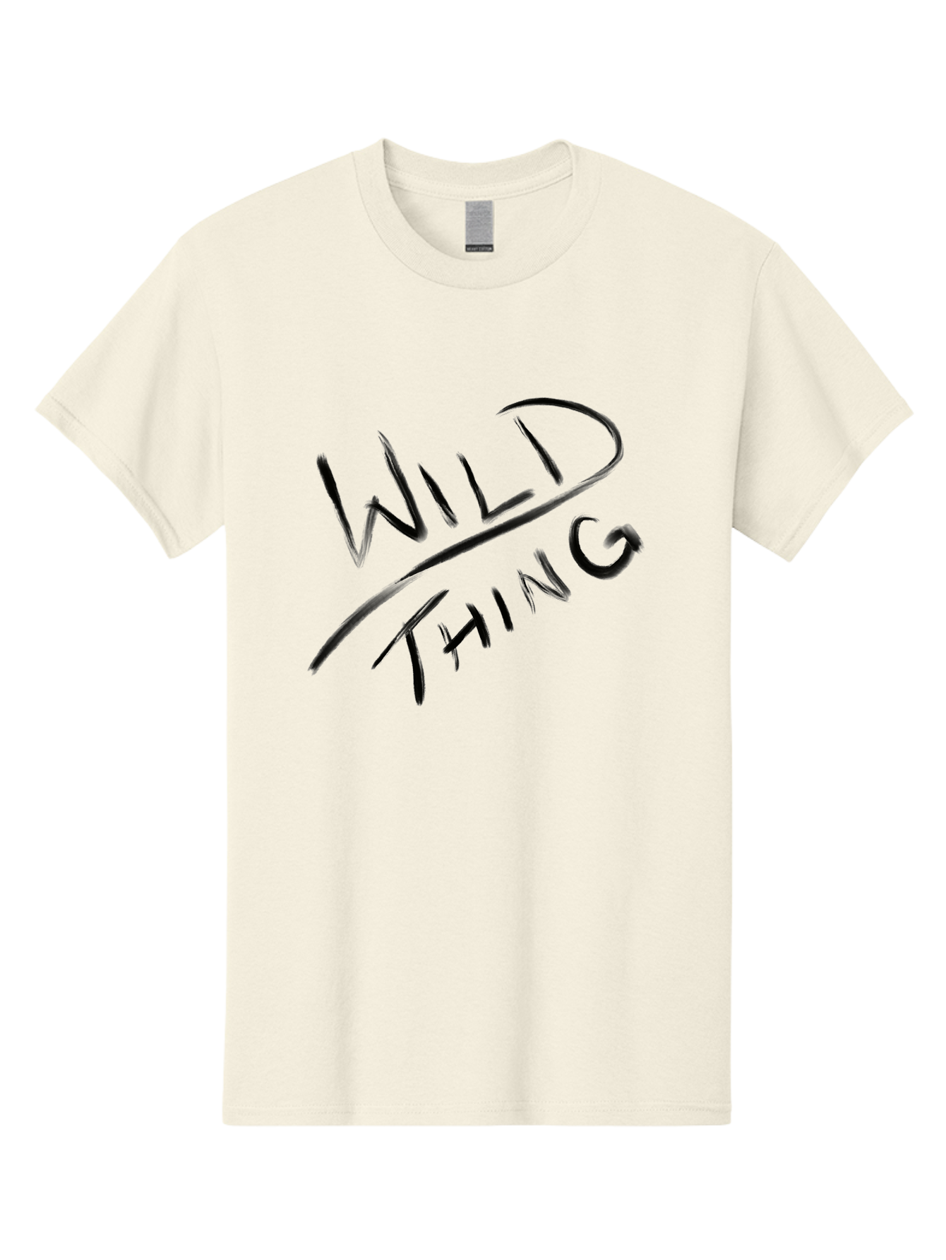 Wild-Thing Men'S Graphic Tee, 100% Cotton, Comfortable Casual Summer Wear, Machine Washable, Wild Thing, Bold Typography, Black Text, Diagonal Text, Handwritten Font, Modern Design, Edgy Style, Graphic Text - Aaa139