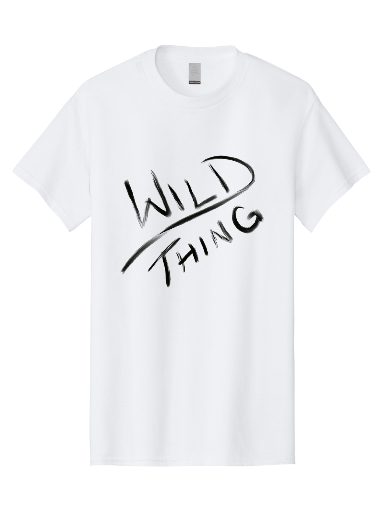 Wild-Thing Men'S Graphic Tee, 100% Cotton, Comfortable Casual Summer Wear, Machine Washable, Wild Thing, Bold Typography, Black Text, Diagonal Text, Handwritten Font, Modern Design, Edgy Style, Graphic Text - Aaa139
