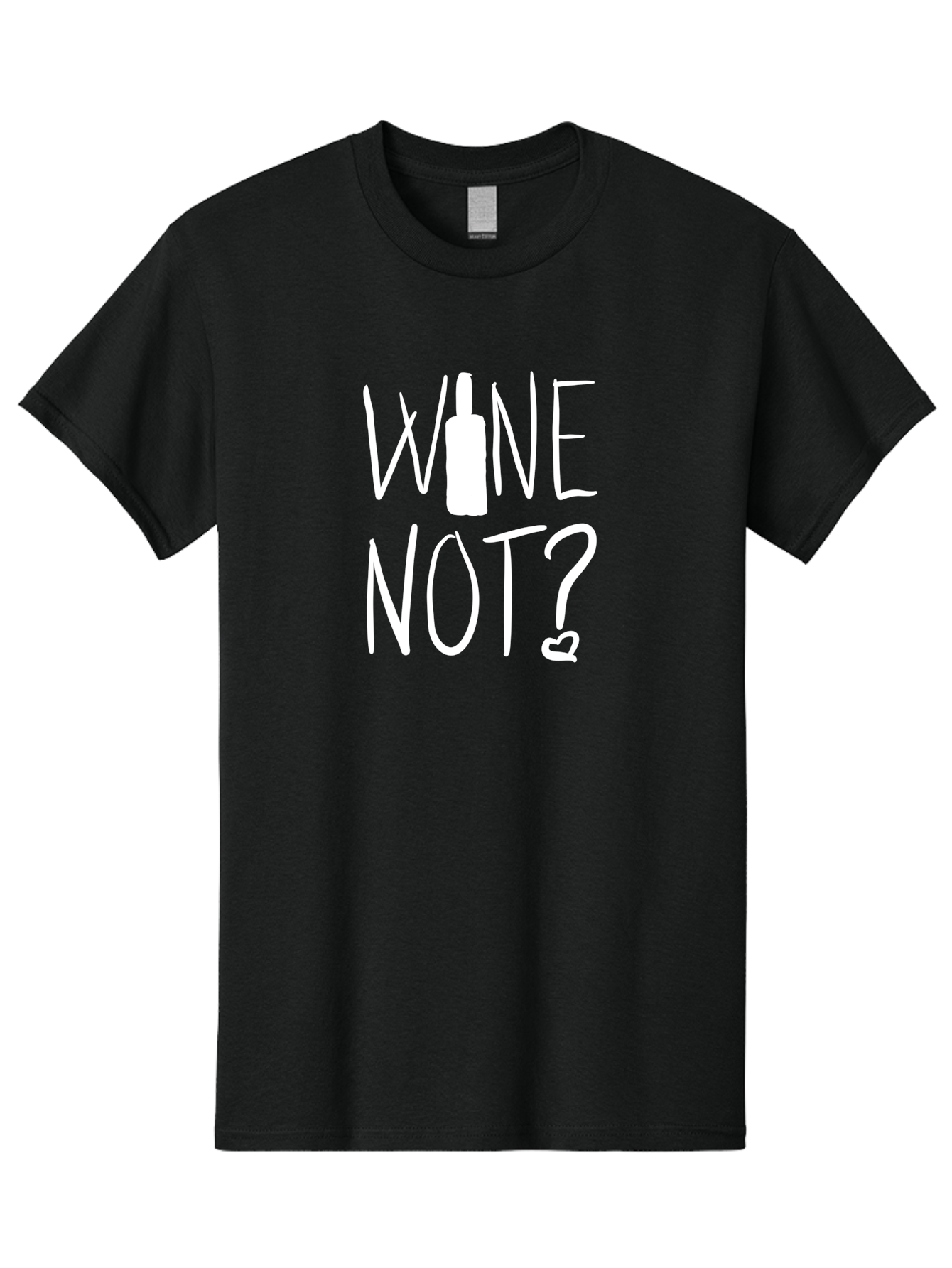 Wine-Not Men'S Graphic Tee, 100% Cotton, Comfortable Casual Summer Wear, Machine Washable, Wine Bottle, Playful Message, Witty Phrase, Wine Pun, Heart Symbol, Wine Lover, Funny Quote - Aaa141