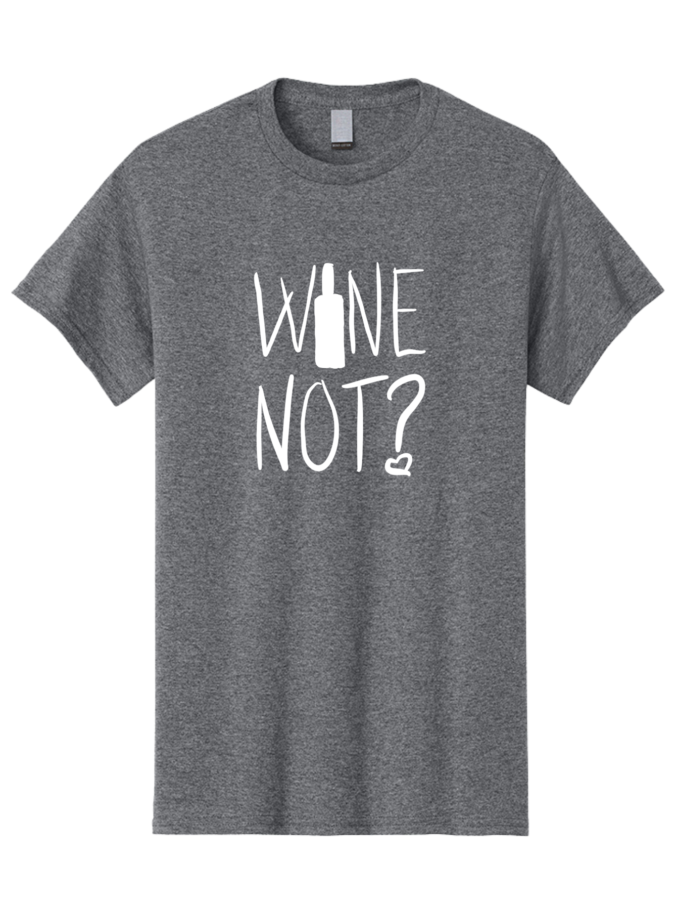 Wine-Not Men'S Graphic Tee, 100% Cotton, Comfortable Casual Summer Wear, Machine Washable, Wine Bottle, Playful Message, Witty Phrase, Wine Pun, Heart Symbol, Wine Lover, Funny Quote - Aaa141