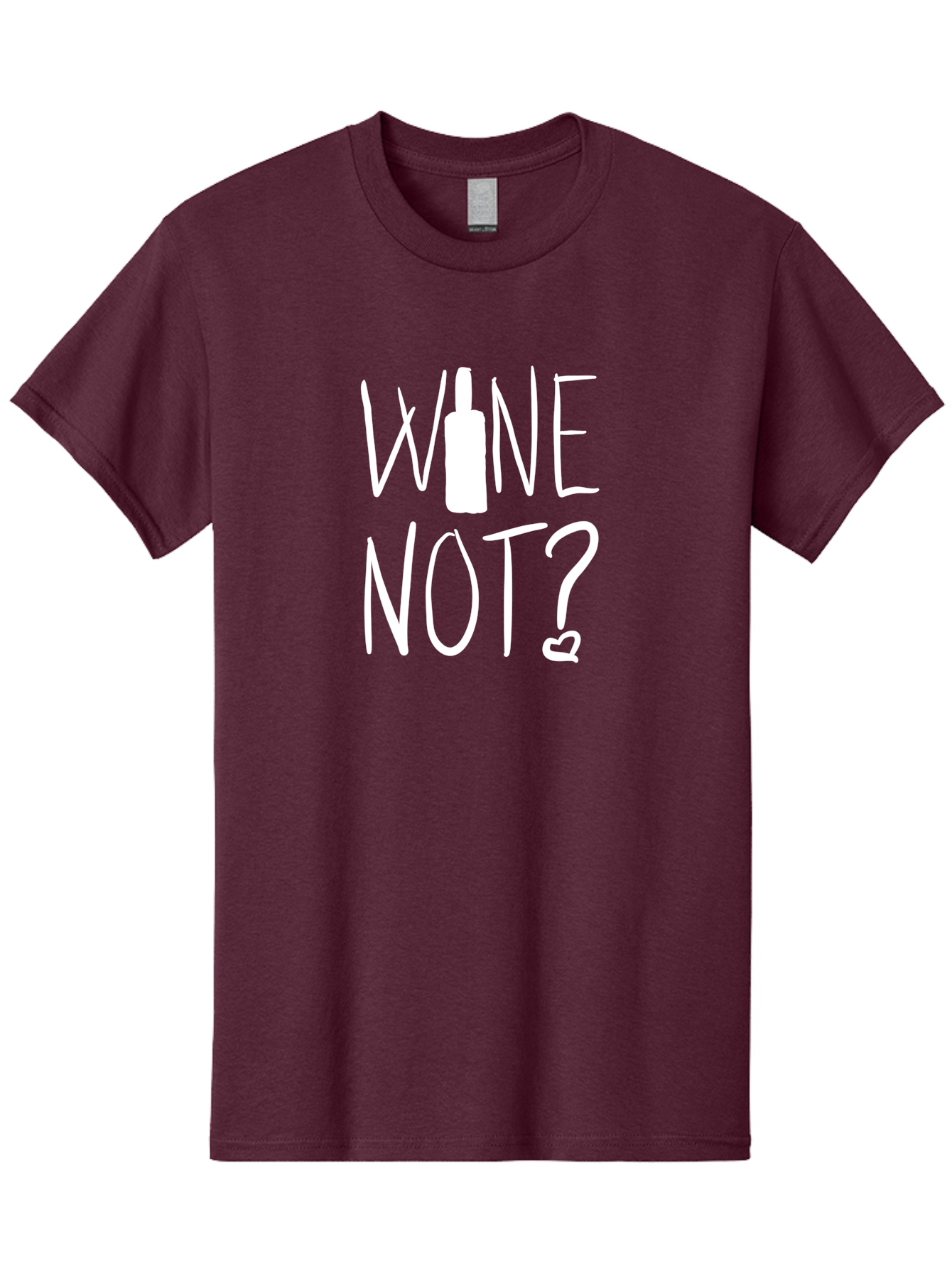Wine-Not Men'S Graphic Tee, 100% Cotton, Comfortable Casual Summer Wear, Machine Washable, Wine Bottle, Playful Message, Witty Phrase, Wine Pun, Heart Symbol, Wine Lover, Funny Quote - Aaa141
