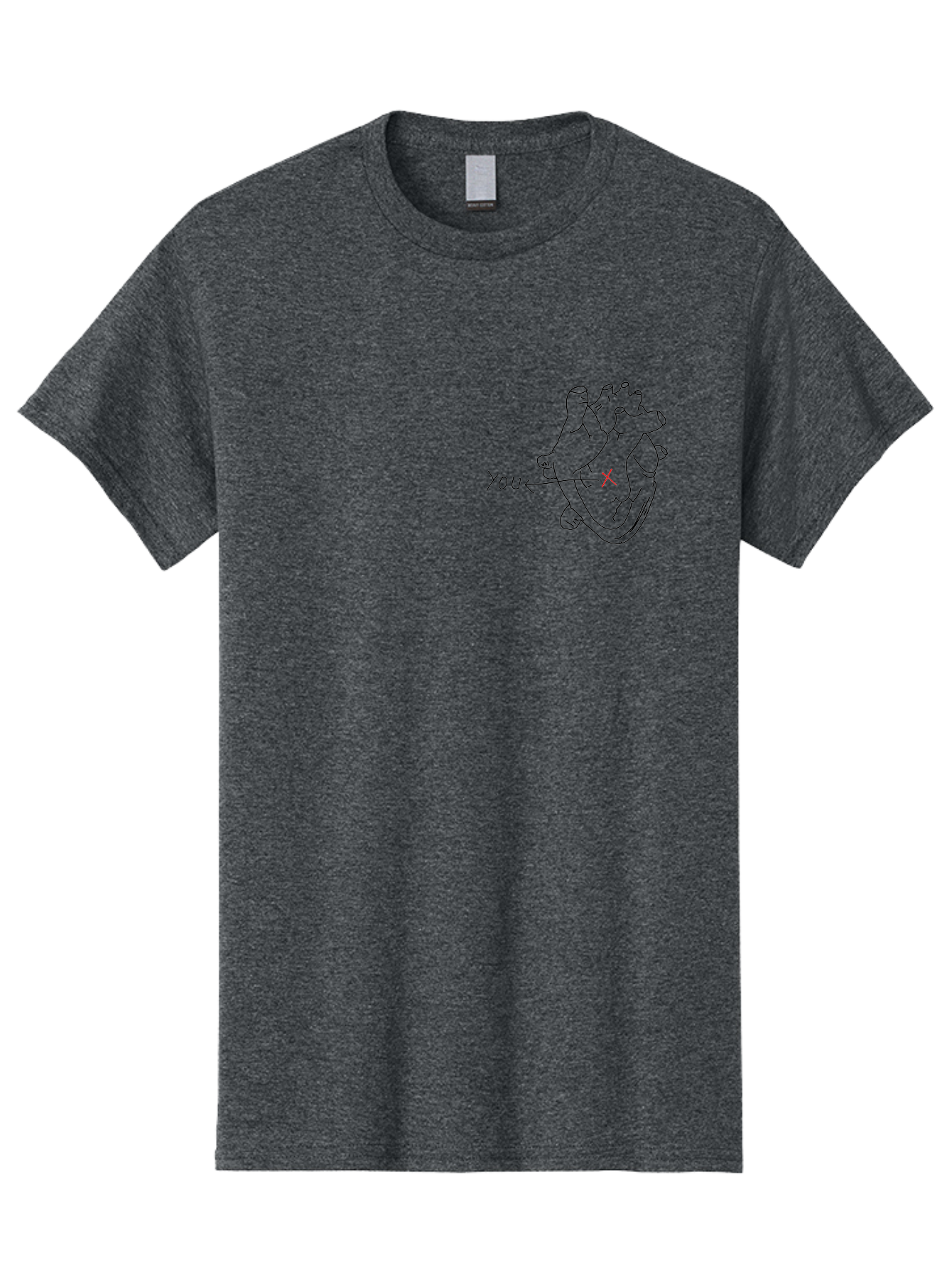 X-Marks-Heart-You Men'S Graphic Tee, 100% Cotton, Comfortable Casual Summer Wear, Machine Washable, Anatomical Heart Illustration, X Marks The Spot, Symbolic Representation, Heart Anatomy, Human Heart Diagram, Arrow Pointing To You - Aaa144