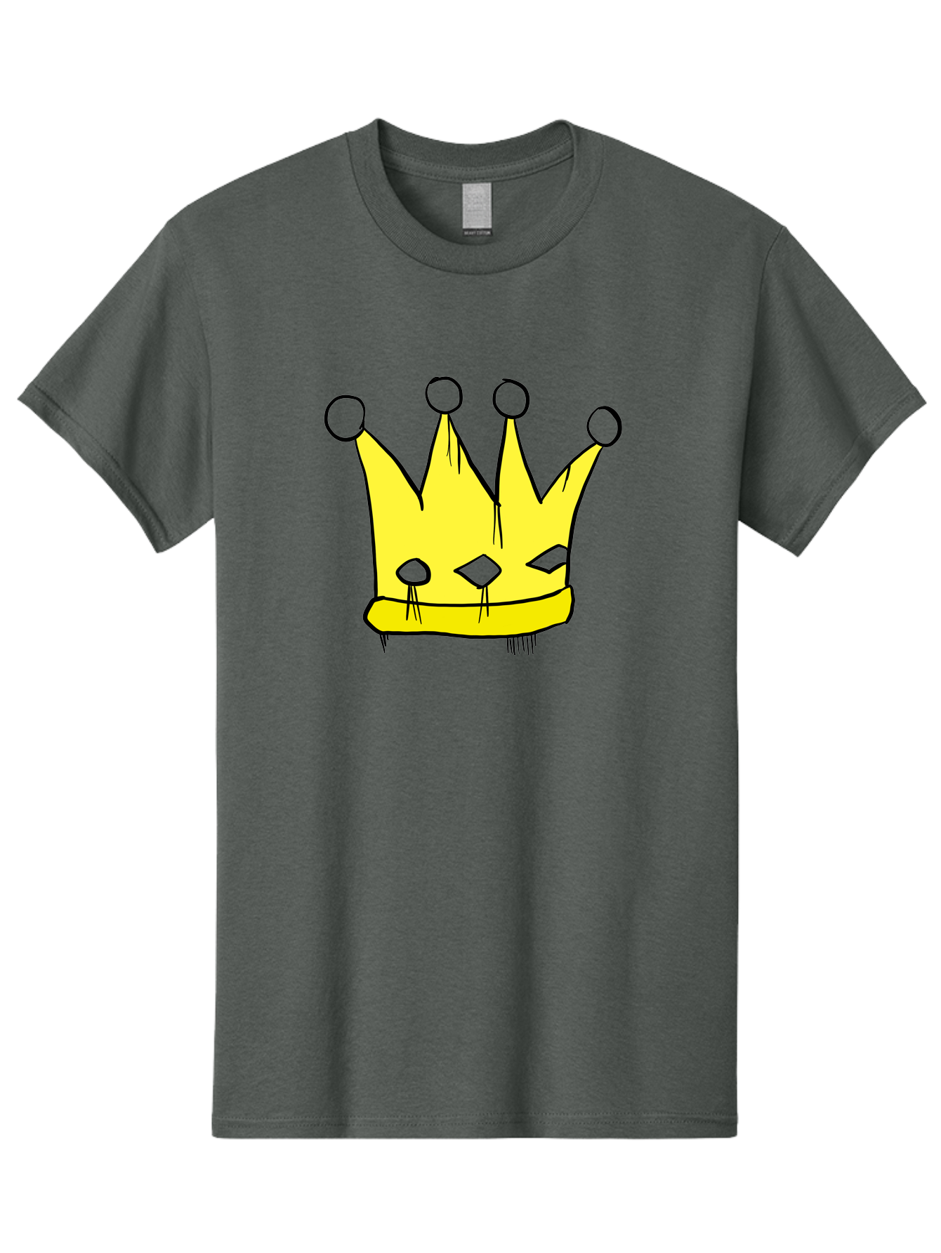Yellow-Crown Men'S Graphic Tee, 100% Cotton, Comfortable Casual Summer Wear, Machine Washable, Yellow Crown, Royal Symbol, Regal Headwear, Cartoon Style, Simple Design, Bold Lines, Simple Graphics, Monarch Emblem - Aaa146