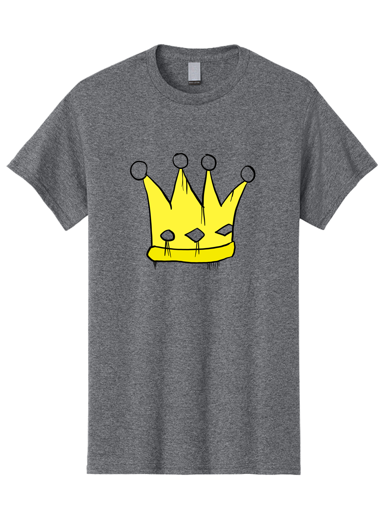 Yellow-Crown Men'S Graphic Tee, 100% Cotton, Comfortable Casual Summer Wear, Machine Washable, Yellow Crown, Royal Symbol, Regal Headwear, Cartoon Style, Simple Design, Bold Lines, Simple Graphics, Monarch Emblem - Aaa146