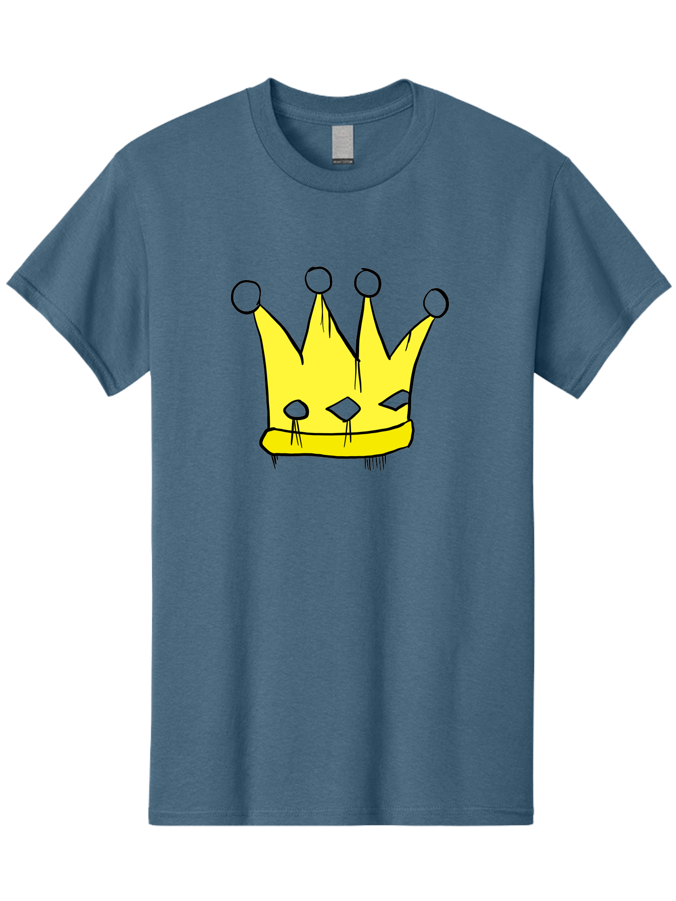 Yellow-Crown Men'S Graphic Tee, 100% Cotton, Comfortable Casual Summer Wear, Machine Washable, Yellow Crown, Royal Symbol, Regal Headwear, Cartoon Style, Simple Design, Bold Lines, Simple Graphics, Monarch Emblem - Aaa146