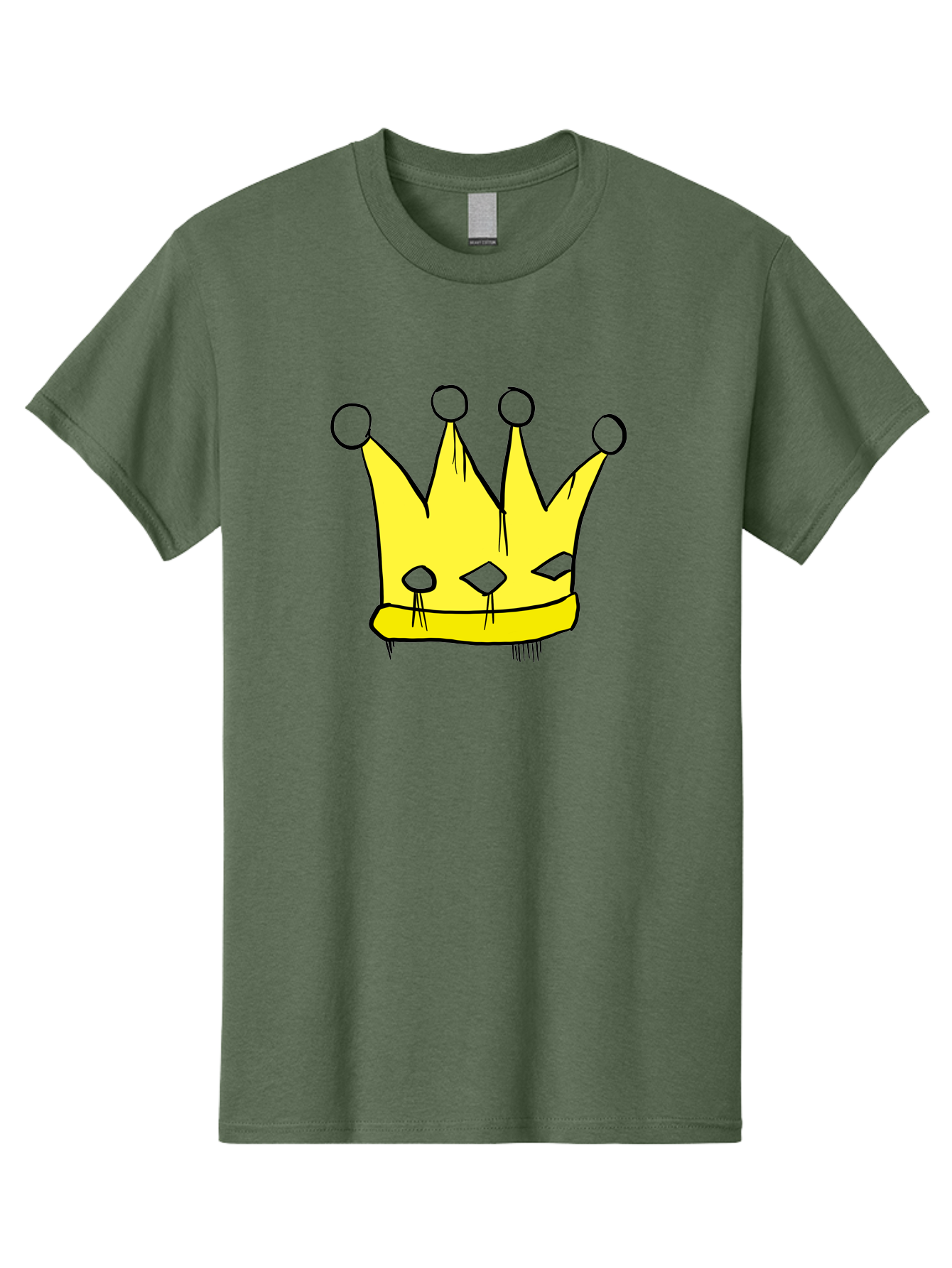 Yellow-Crown Men'S Graphic Tee, 100% Cotton, Comfortable Casual Summer Wear, Machine Washable, Yellow Crown, Royal Symbol, Regal Headwear, Cartoon Style, Simple Design, Bold Lines, Simple Graphics, Monarch Emblem - Aaa146