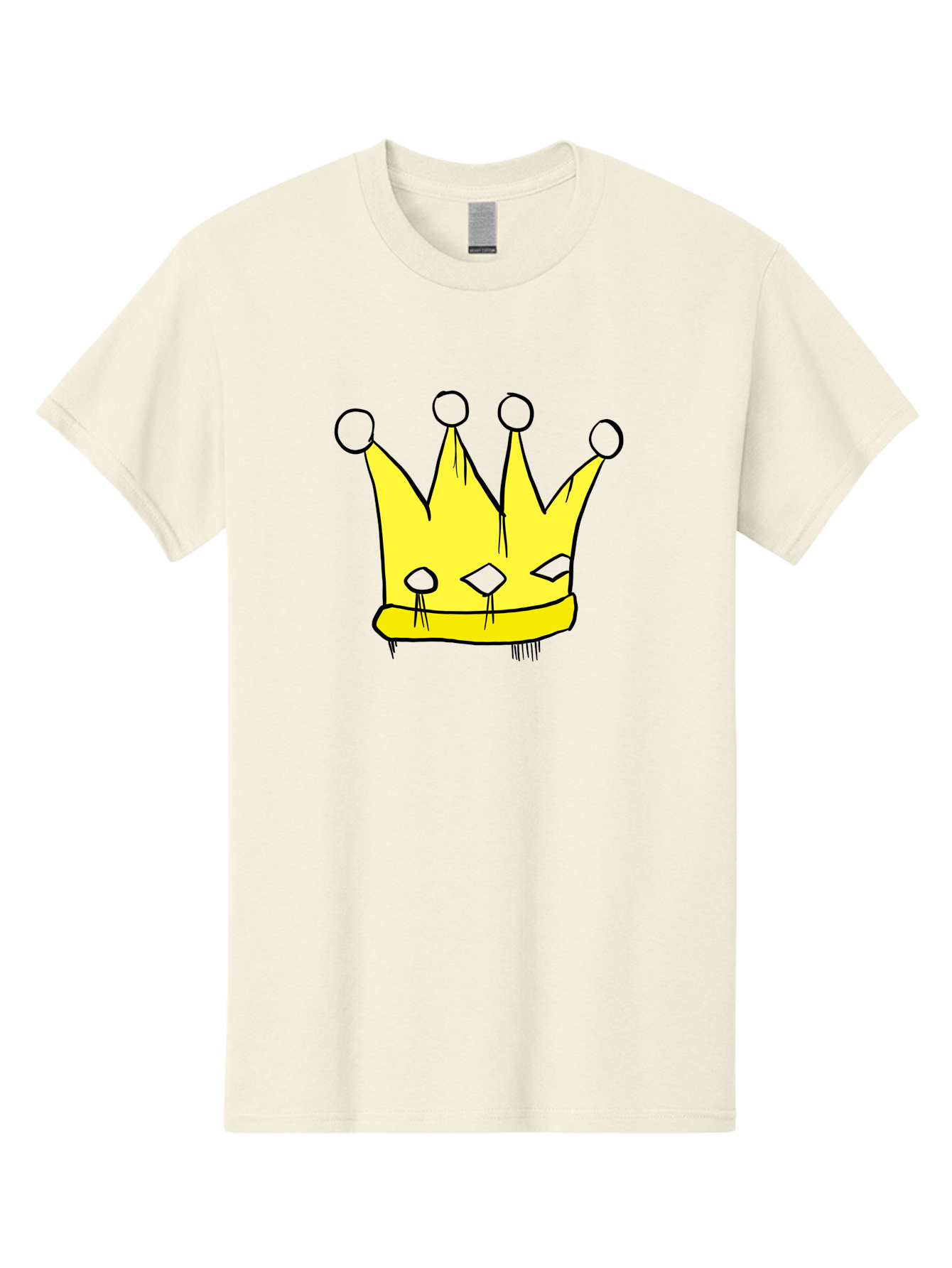 Yellow-Crown Men'S Graphic Tee, 100% Cotton, Comfortable Casual Summer Wear, Machine Washable, Yellow Crown, Royal Symbol, Regal Headwear, Cartoon Style, Simple Design, Bold Lines, Simple Graphics, Monarch Emblem - Aaa146