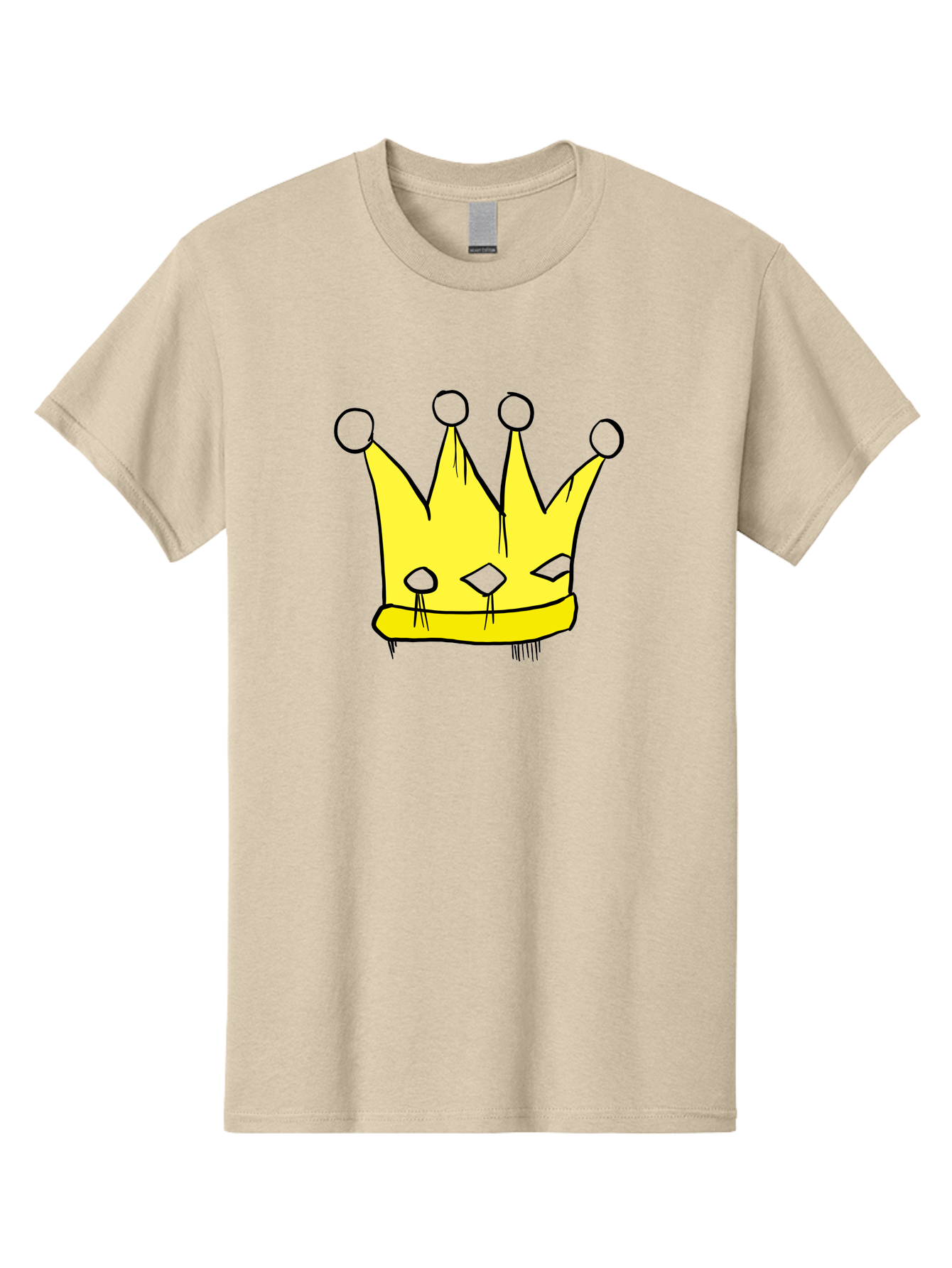 Yellow-Crown Men'S Graphic Tee, 100% Cotton, Comfortable Casual Summer Wear, Machine Washable, Yellow Crown, Royal Symbol, Regal Headwear, Cartoon Style, Simple Design, Bold Lines, Simple Graphics, Monarch Emblem - Aaa146