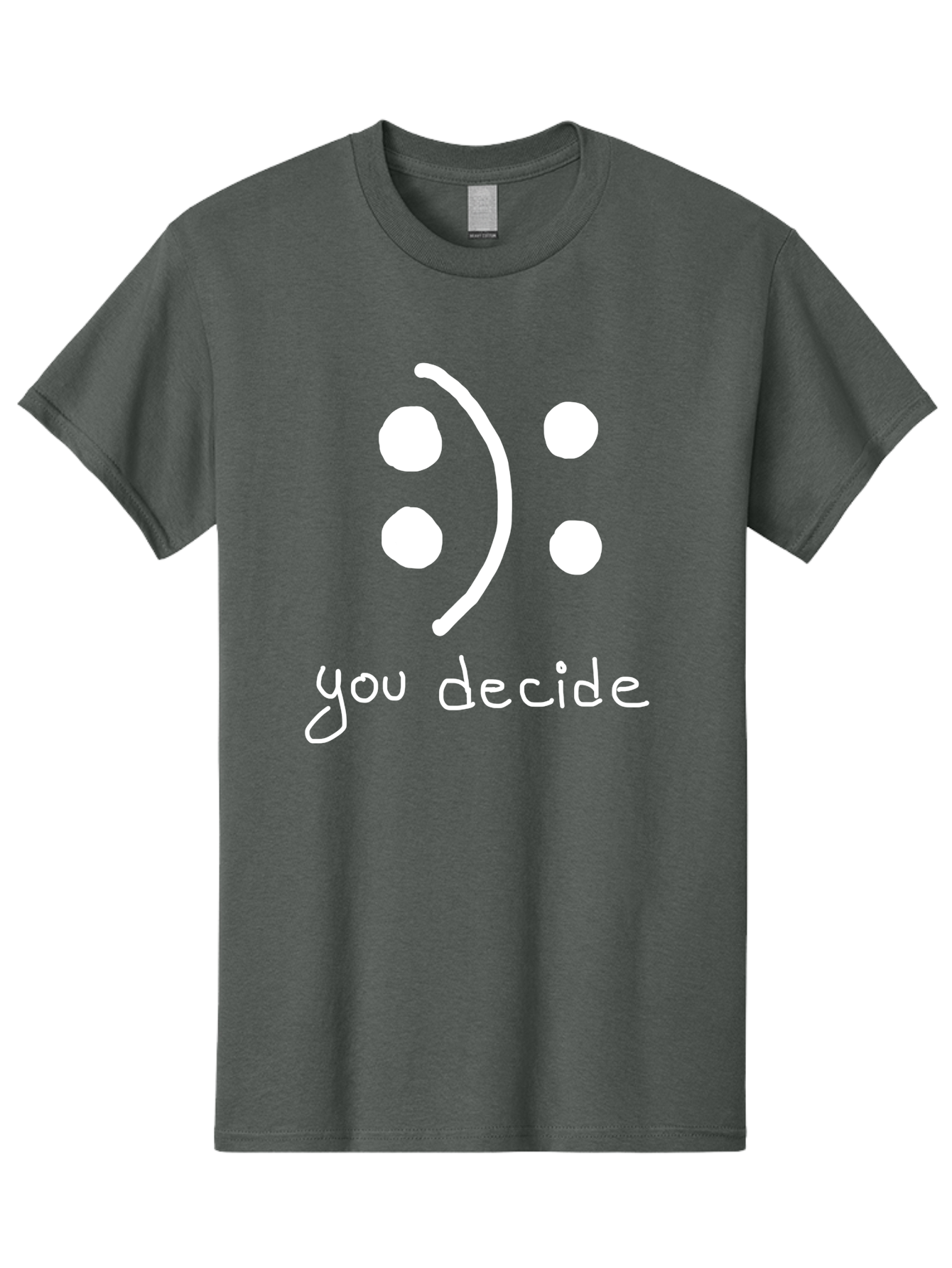 You-Decide Men'S Graphic Tee, 100% Cotton, Comfortable Casual Summer Wear, Machine Washable, Smiley Face, Emoticon, Decision Making, Positive Vibes, Empowerment, Choice, Freedom, Happiness, Optimism - Aaa149