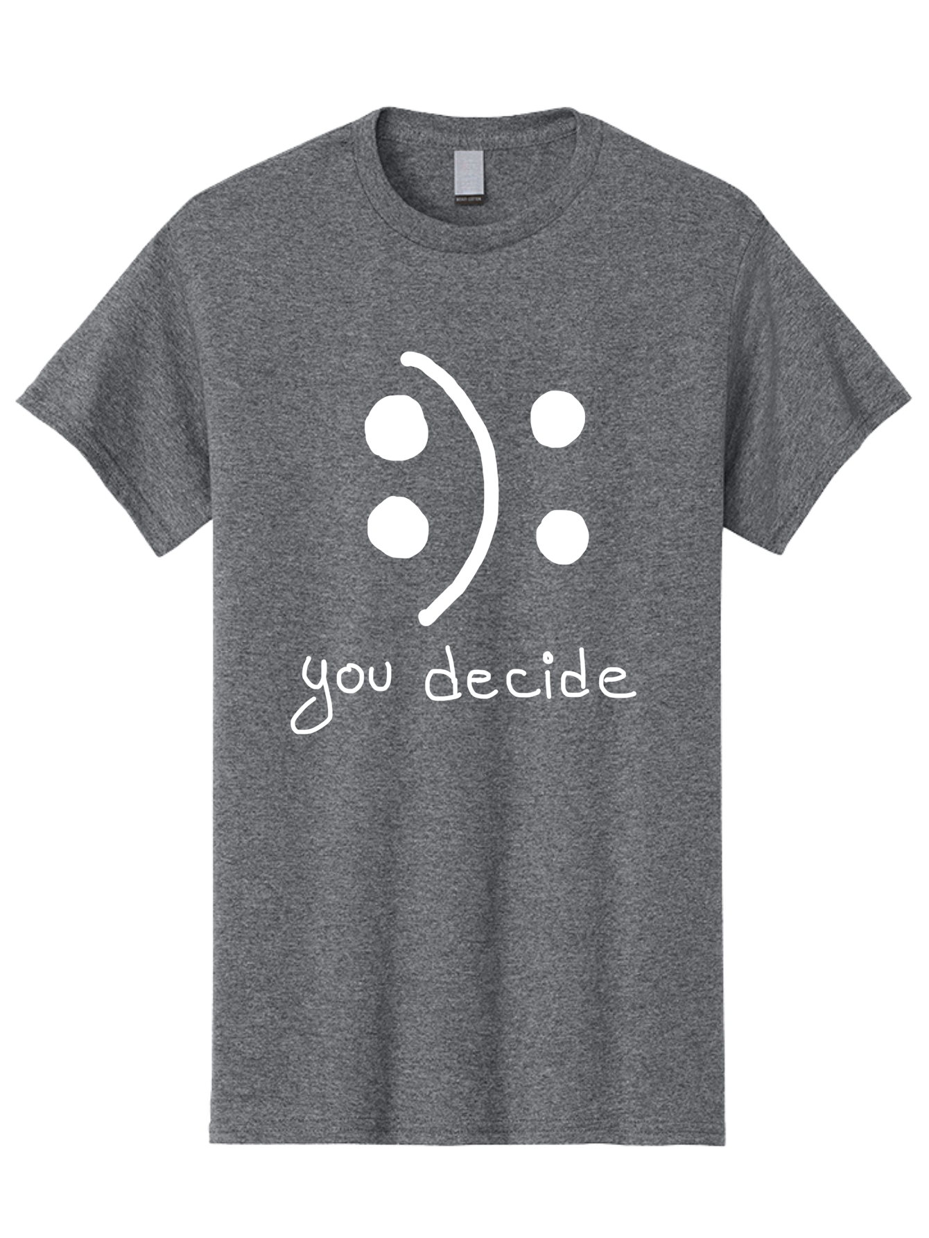 You-Decide Men'S Graphic Tee, 100% Cotton, Comfortable Casual Summer Wear, Machine Washable, Smiley Face, Emoticon, Decision Making, Positive Vibes, Empowerment, Choice, Freedom, Happiness, Optimism - Aaa149