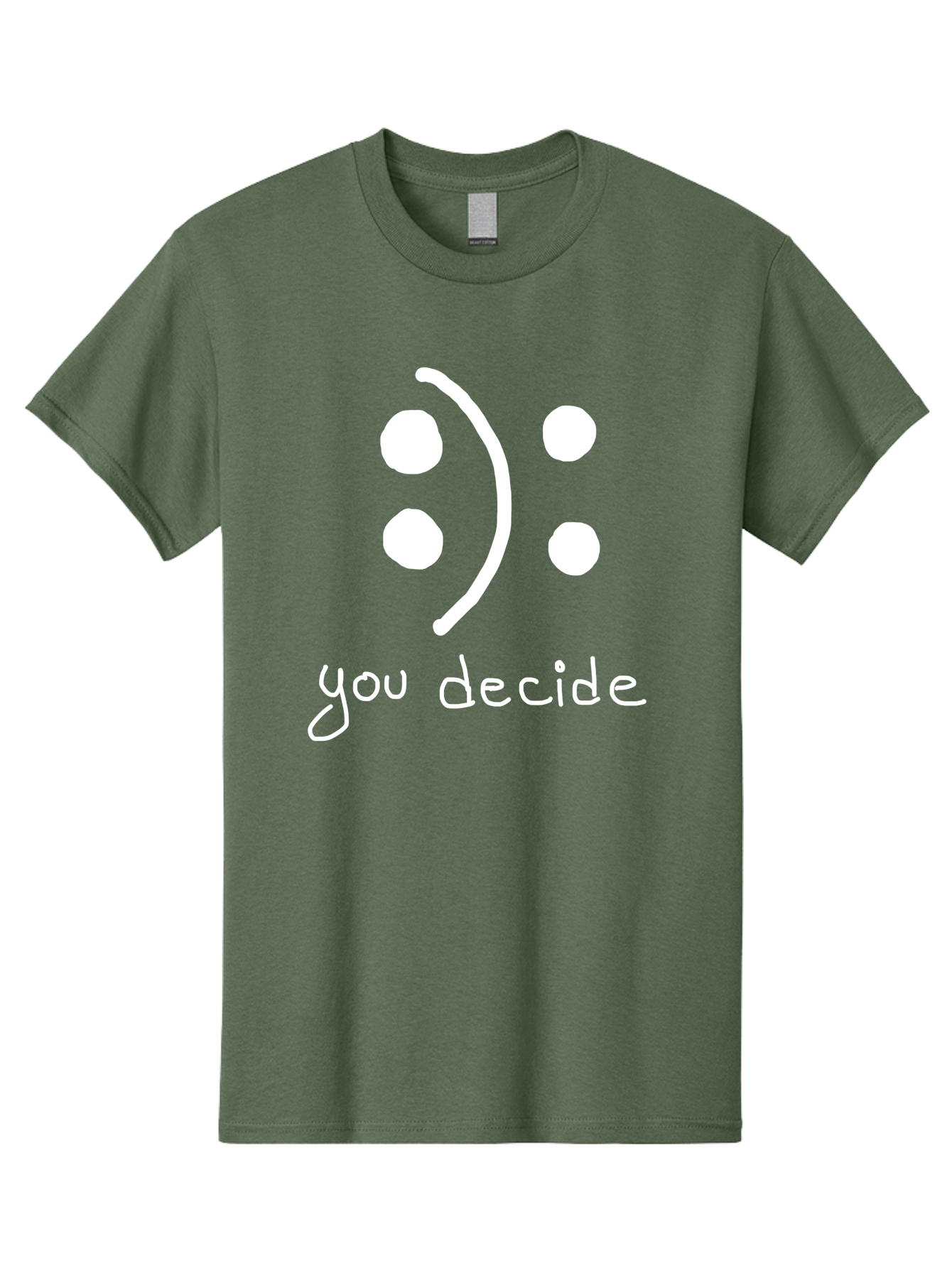 You-Decide Men'S Graphic Tee, 100% Cotton, Comfortable Casual Summer Wear, Machine Washable, Smiley Face, Emoticon, Decision Making, Positive Vibes, Empowerment, Choice, Freedom, Happiness, Optimism - Aaa149