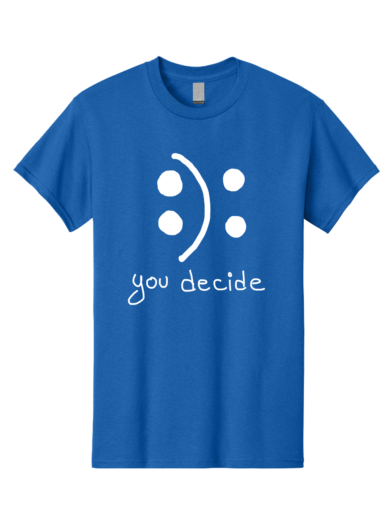 You-Decide Men'S Graphic Tee, 100% Cotton, Comfortable Casual Summer Wear, Machine Washable, Smiley Face, Emoticon, Decision Making, Positive Vibes, Empowerment, Choice, Freedom, Happiness, Optimism - Aaa149