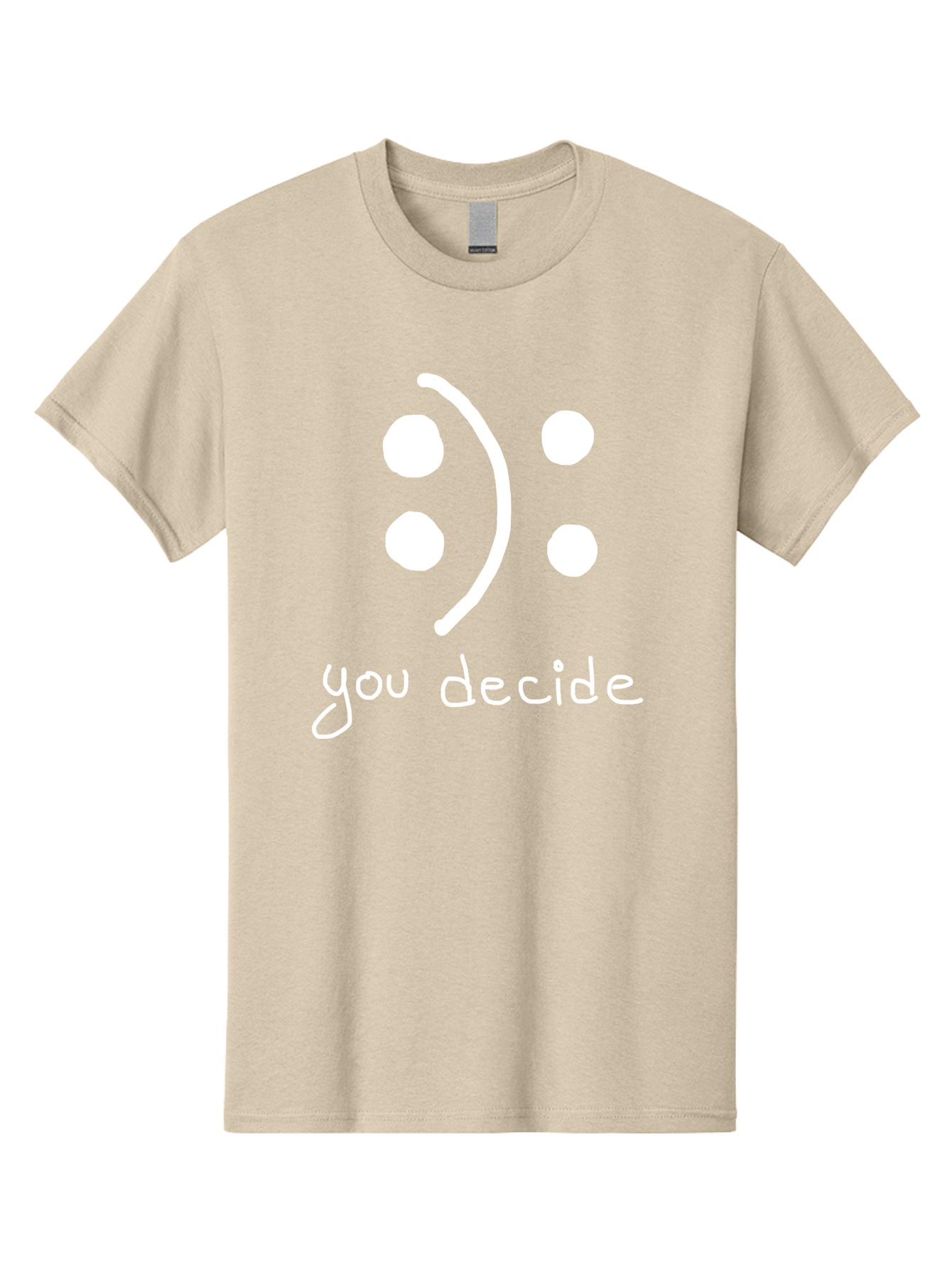 You-Decide Men'S Graphic Tee, 100% Cotton, Comfortable Casual Summer Wear, Machine Washable, Smiley Face, Emoticon, Decision Making, Positive Vibes, Empowerment, Choice, Freedom, Happiness, Optimism - Aaa149