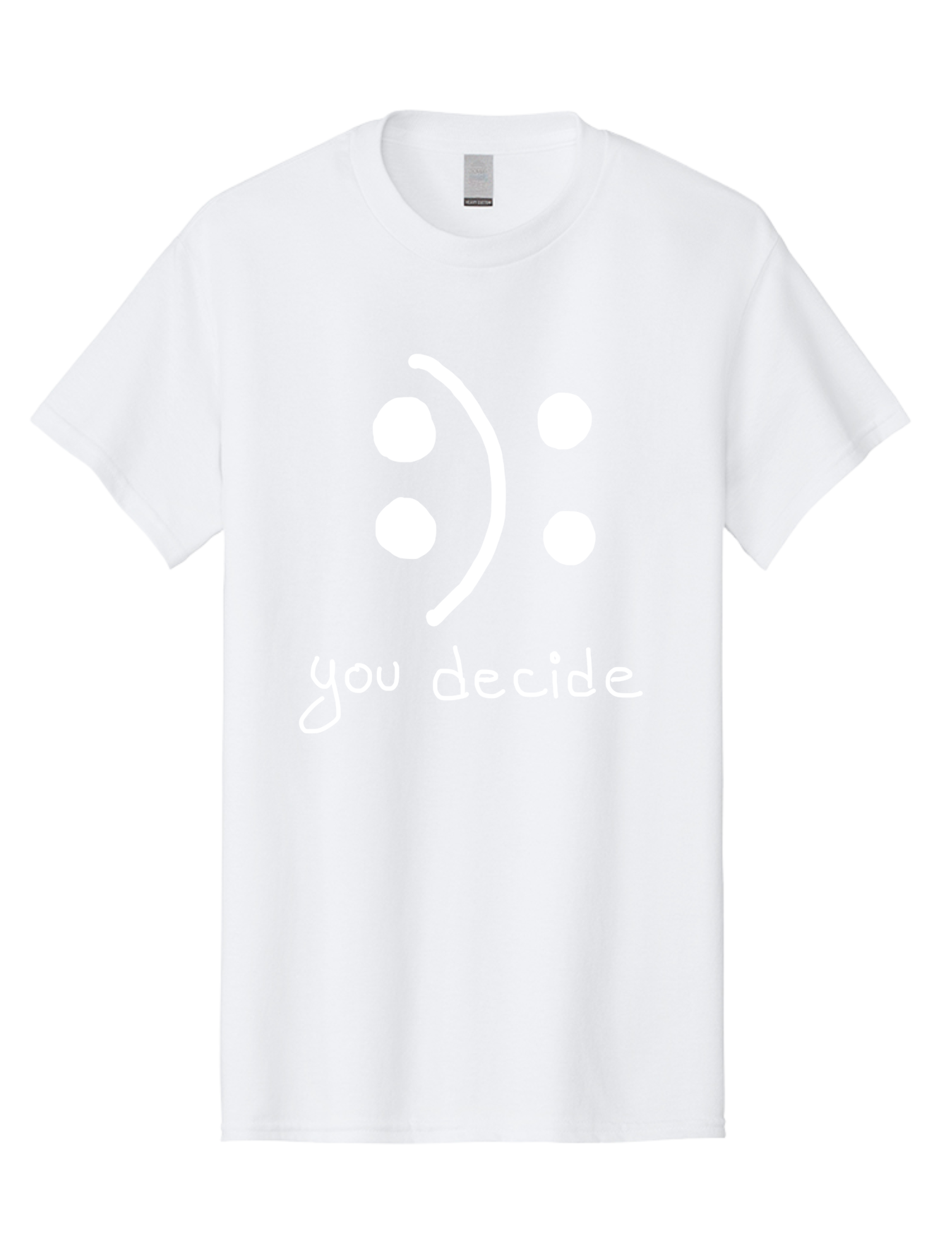You-Decide Men'S Graphic Tee, 100% Cotton, Comfortable Casual Summer Wear, Machine Washable, Smiley Face, Emoticon, Decision Making, Positive Vibes, Empowerment, Choice, Freedom, Happiness, Optimism - Aaa149