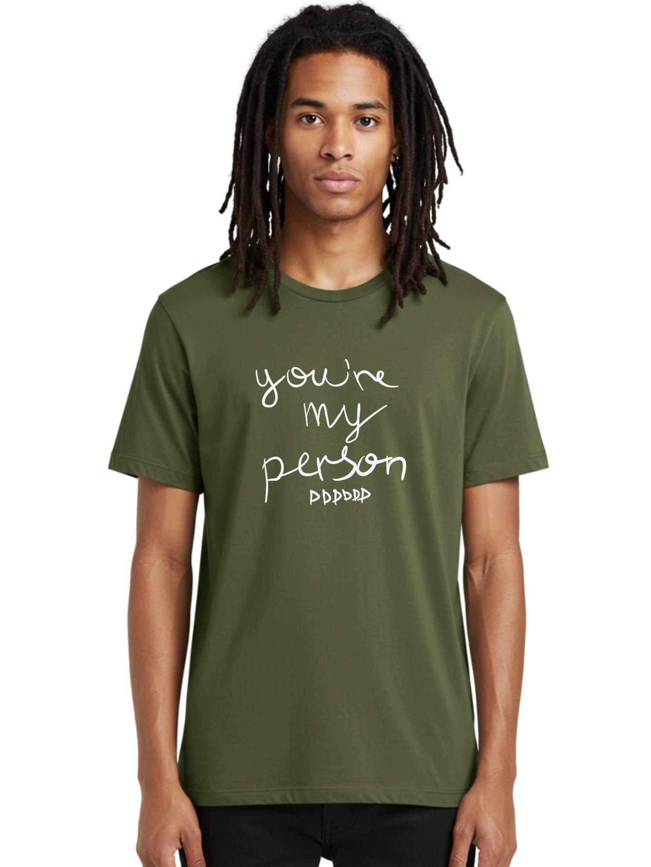 You-Re-My-Person Men'S Graphic Tee, 100% Cotton, Comfortable Casual Summer Wear, Machine Washable, Inspirational Quote, Love Message, Heartwarming Phrase, Friendship Bond, You'Re My Person, Sentimental Words - Aaa151