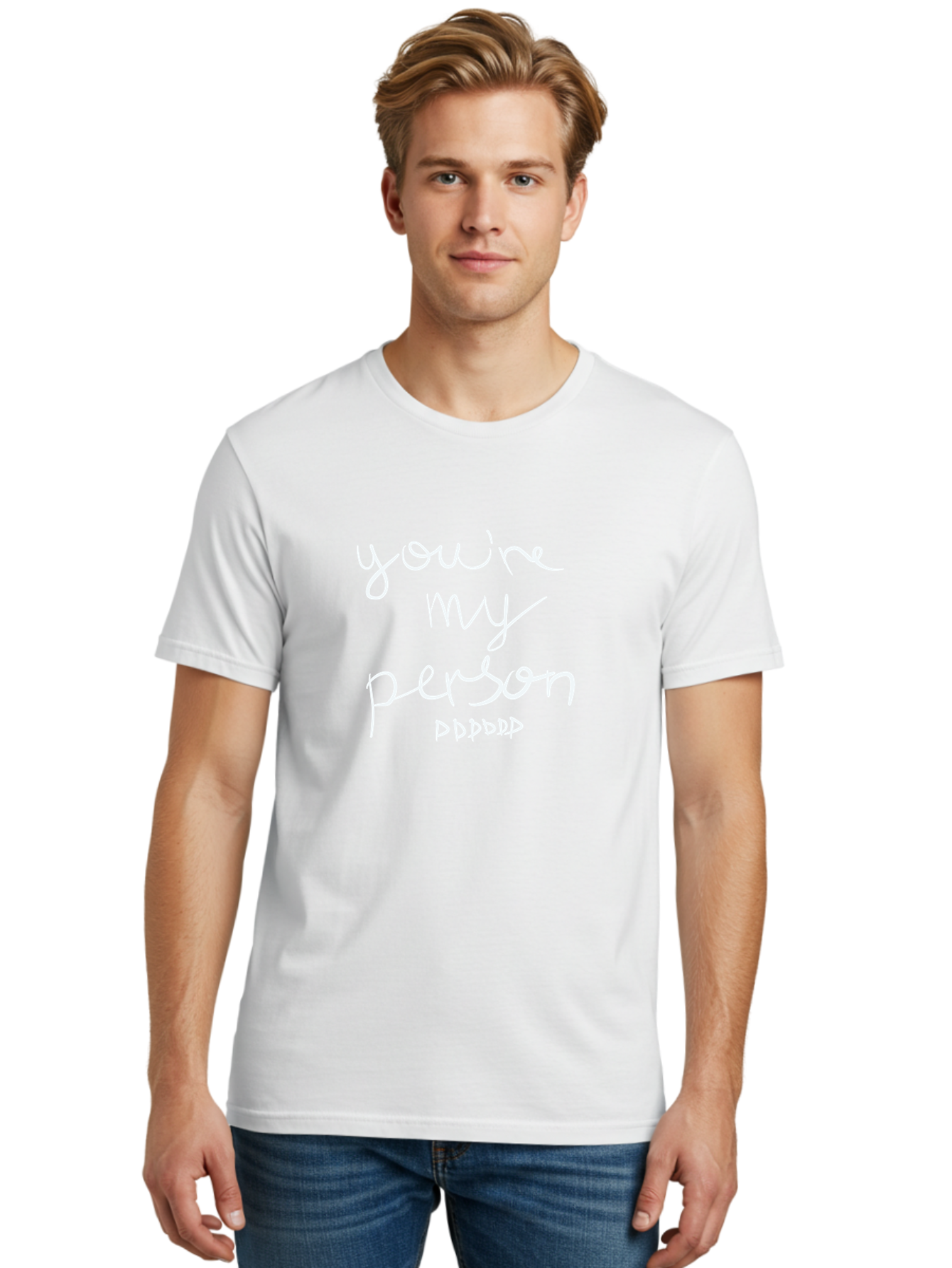 You-Re-My-Person Men'S Graphic Tee, 100% Cotton, Comfortable Casual Summer Wear, Machine Washable, Inspirational Quote, Love Message, Heartwarming Phrase, Friendship Bond, You'Re My Person, Sentimental Words - Aaa151