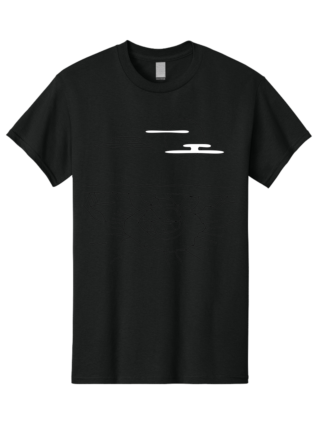 Abstract-Hand Men'S Graphic Tee, 100% Cotton, Comfortable Casual Summer Wear, Machine Washable, Sun, Clouds, Spiral Shape, Abstract Art, Futuristic Design, Simple Shapes, Minimalist Style, Surreal Landscape - Aaa154