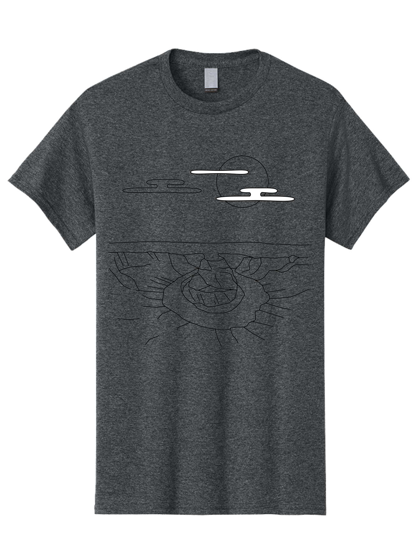 Abstract-Hand Men'S Graphic Tee, 100% Cotton, Comfortable Casual Summer Wear, Machine Washable, Sun, Clouds, Spiral Shape, Abstract Art, Futuristic Design, Simple Shapes, Minimalist Style, Surreal Landscape - Aaa154