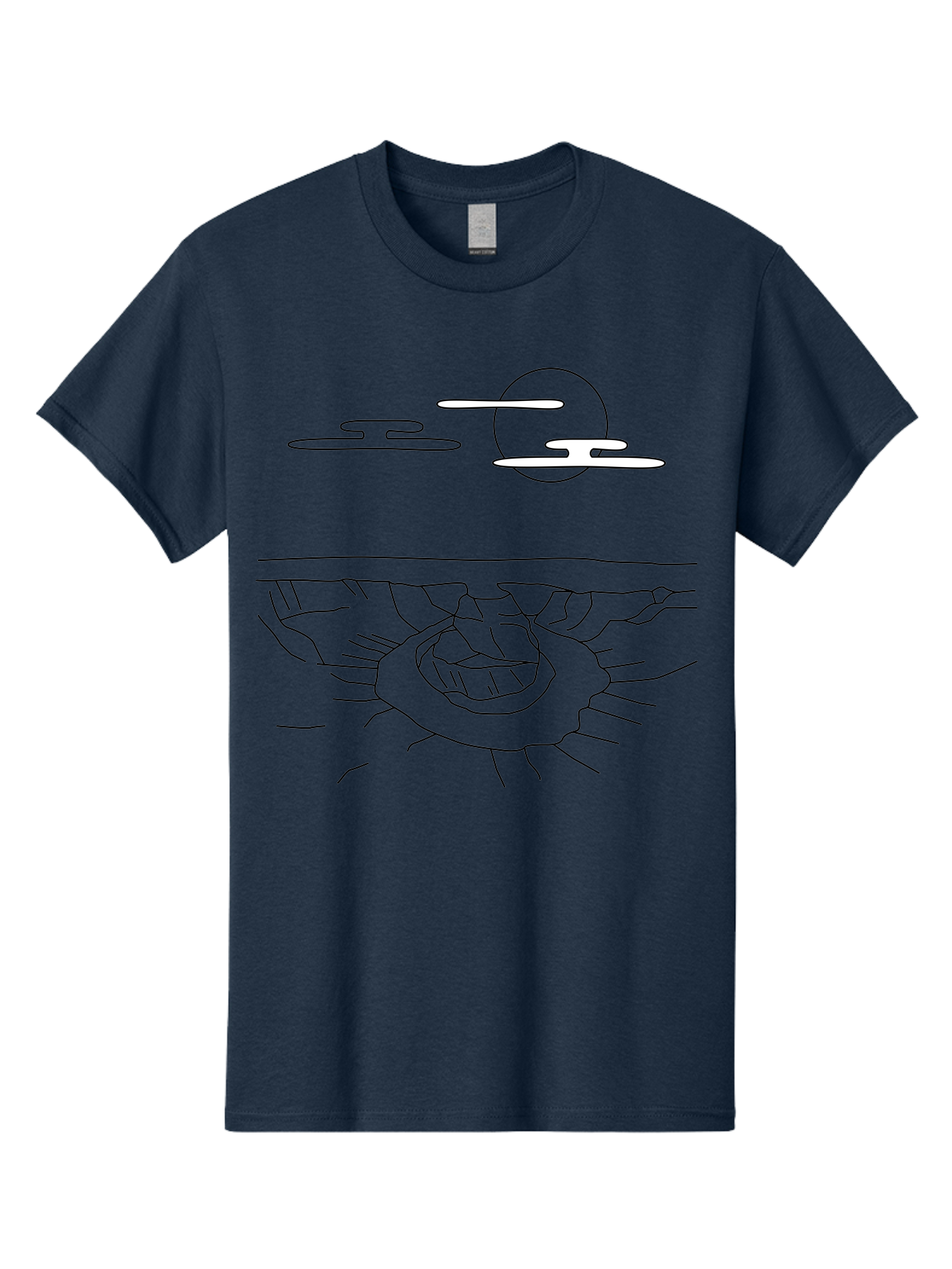 Abstract-Hand Men'S Graphic Tee, 100% Cotton, Comfortable Casual Summer Wear, Machine Washable, Sun, Clouds, Spiral Shape, Abstract Art, Futuristic Design, Simple Shapes, Minimalist Style, Surreal Landscape - Aaa154