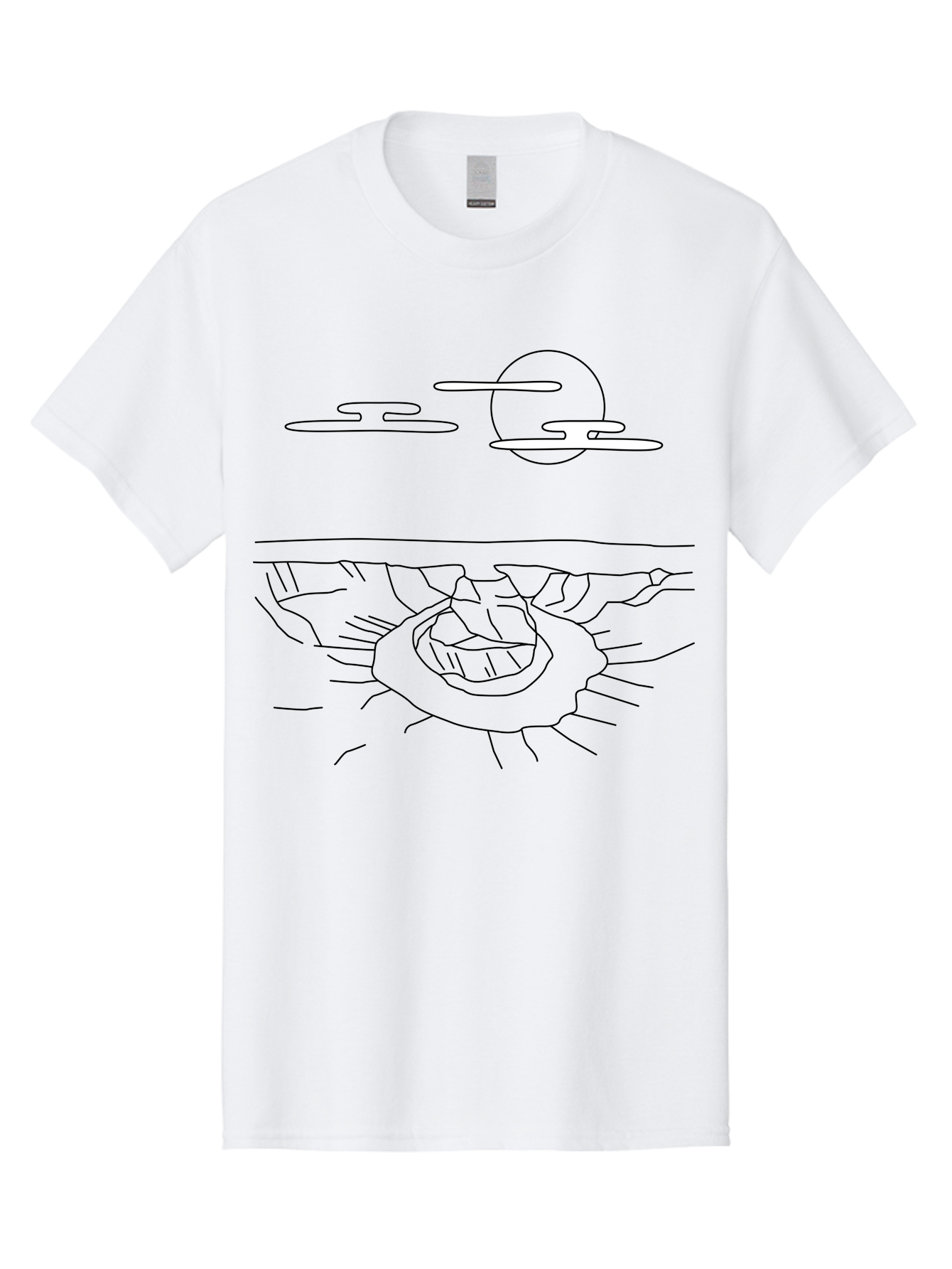 Abstract-Hand Men'S Graphic Tee, 100% Cotton, Comfortable Casual Summer Wear, Machine Washable, Sun, Clouds, Spiral Shape, Abstract Art, Futuristic Design, Simple Shapes, Minimalist Style, Surreal Landscape - Aaa154