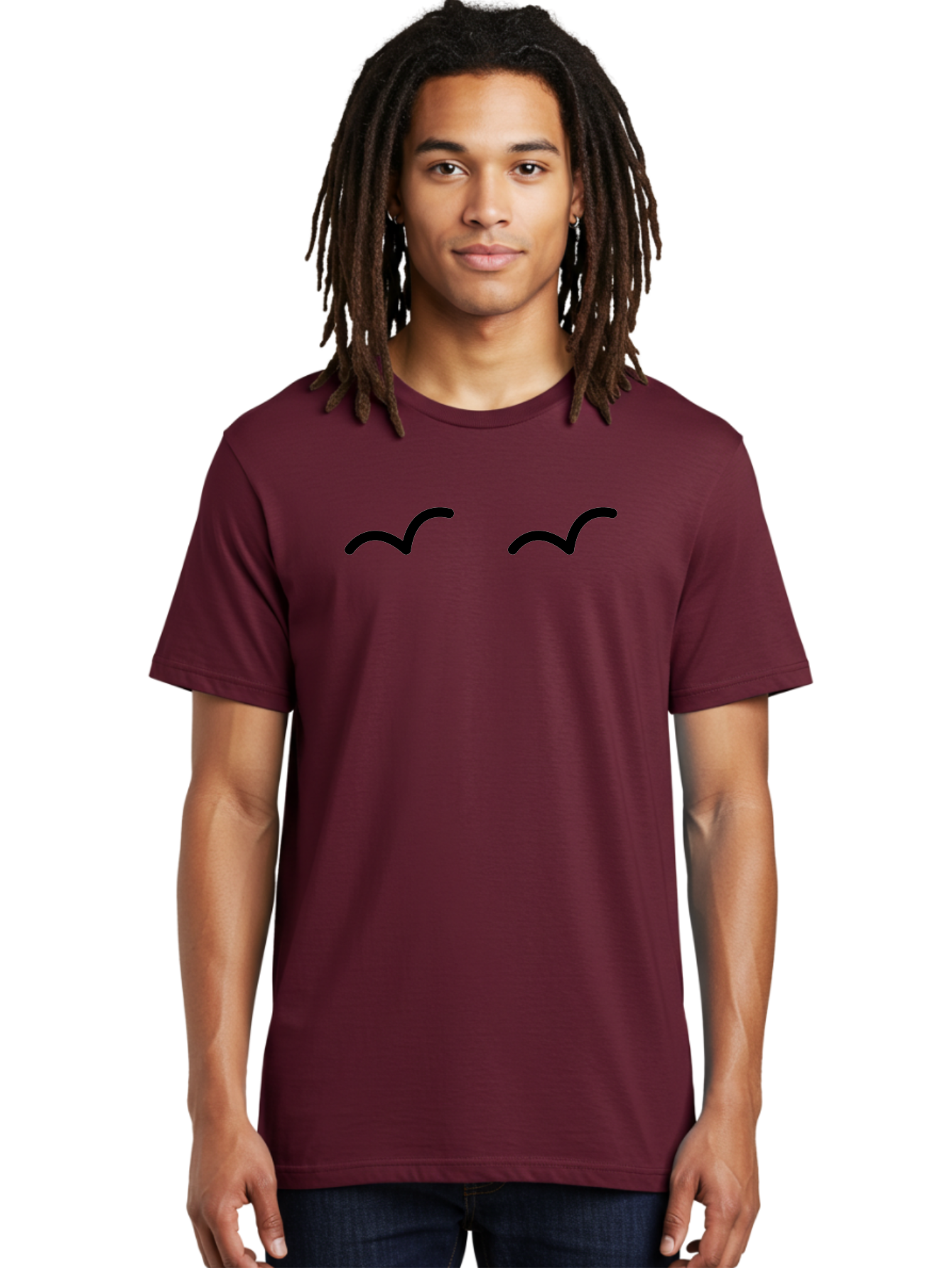 Bird-Silhouettes Men'S Graphic Tee, 100% Cotton, Comfortable Casual Summer Wear, Machine Washable, Simple Design Elements, Abstract Art, Minimalist Graphics, Black And Green Color Scheme, Wavy Lines, Modern Digital Art, - Aaa158