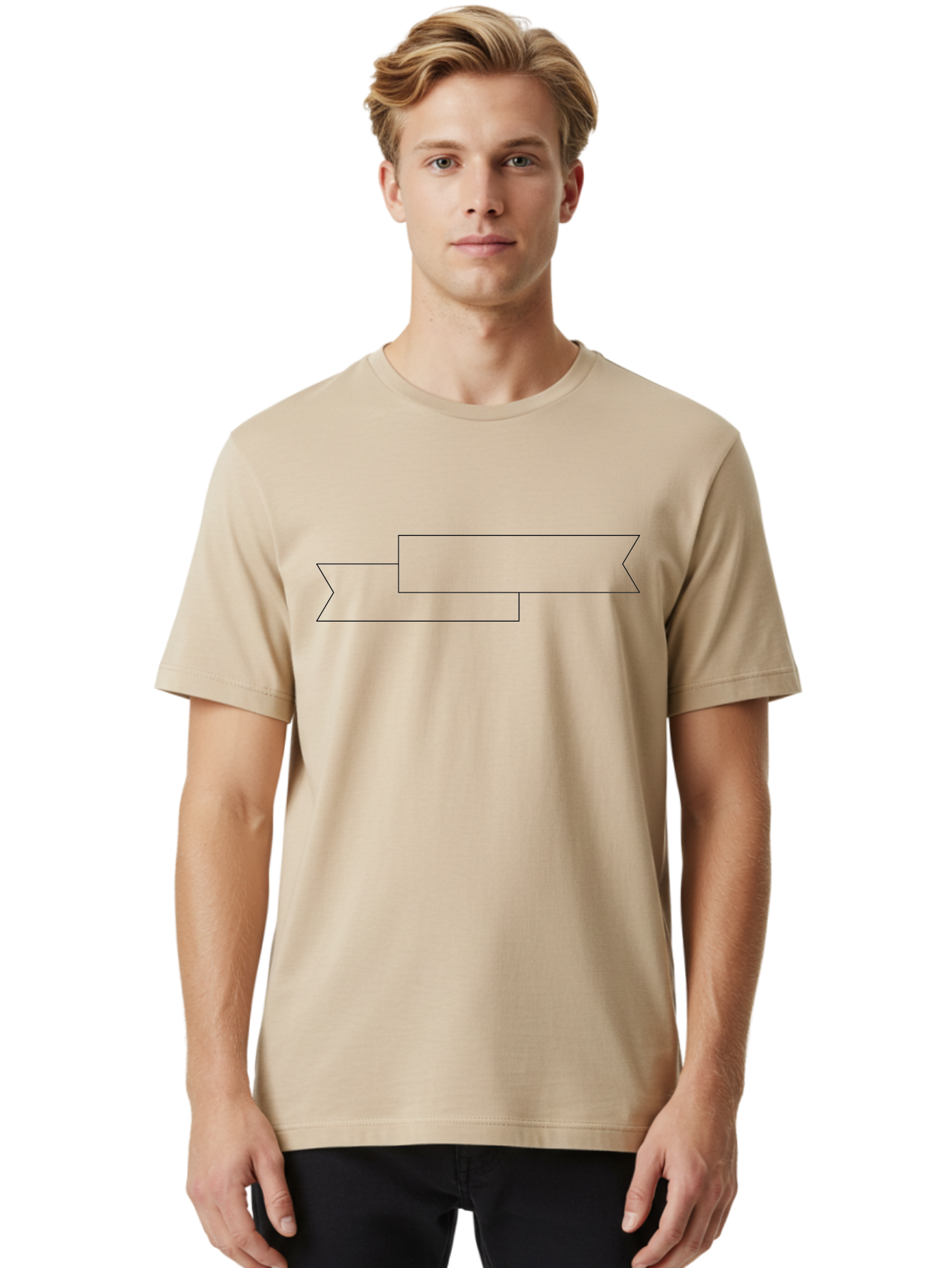 Black-Arrow Men'S Graphic Tee, 100% Cotton, Comfortable Casual Summer Wear, Machine Washable, Double Arrow Banner, Graphic Design Element, Directional Symbol, Navigation Icon, Outline Graphics, Simple Shapes - Aaa159