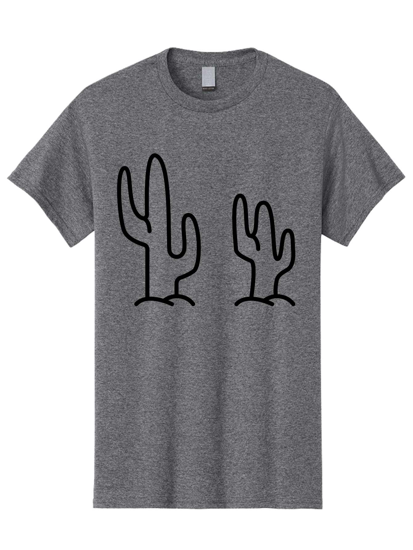 Cacti Men'S Graphic Tee, 100% Cotton, Comfortable Casual Summer Wear, Machine Washable, Cacti, Cactus Graphics, Simple Illustrations, Minimalist Design, Hand Drawn Art, Desert Plants, Outline Drawings, Black Lines - Aaa160