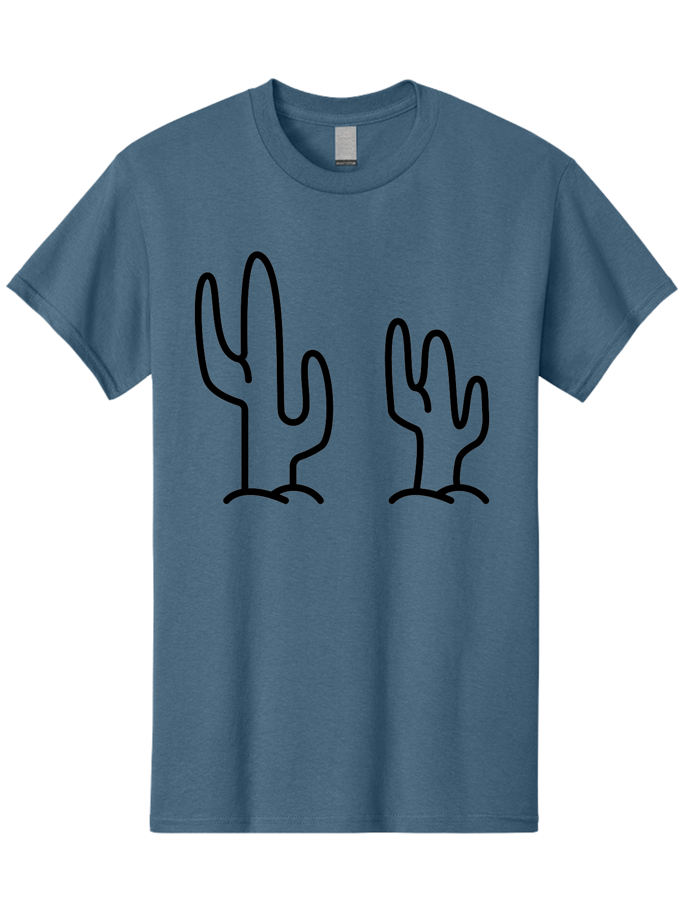Cacti Men'S Graphic Tee, 100% Cotton, Comfortable Casual Summer Wear, Machine Washable, Cacti, Cactus Graphics, Simple Illustrations, Minimalist Design, Hand Drawn Art, Desert Plants, Outline Drawings, Black Lines - Aaa160