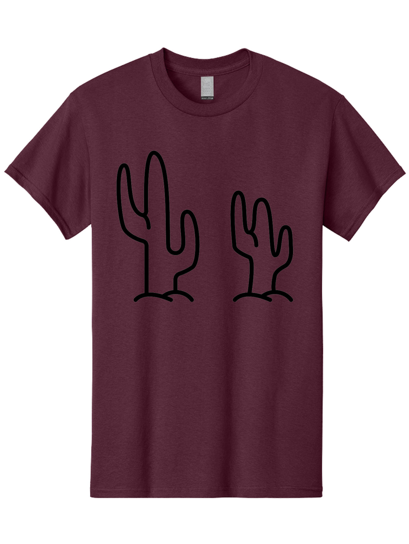 Cacti Men'S Graphic Tee, 100% Cotton, Comfortable Casual Summer Wear, Machine Washable, Cacti, Cactus Graphics, Simple Illustrations, Minimalist Design, Hand Drawn Art, Desert Plants, Outline Drawings, Black Lines - Aaa160