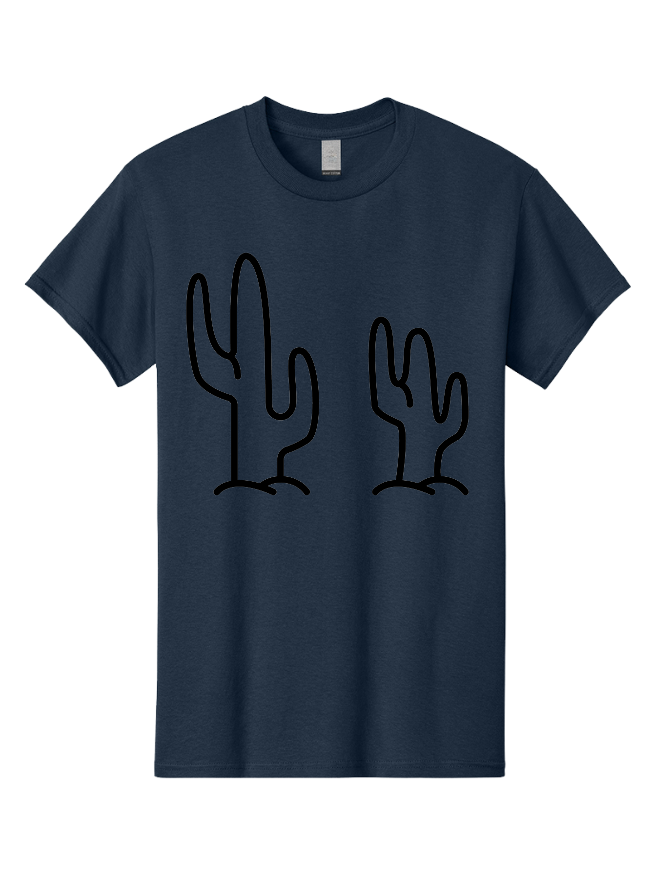 Cacti Men'S Graphic Tee, 100% Cotton, Comfortable Casual Summer Wear, Machine Washable, Cacti, Cactus Graphics, Simple Illustrations, Minimalist Design, Hand Drawn Art, Desert Plants, Outline Drawings, Black Lines - Aaa160