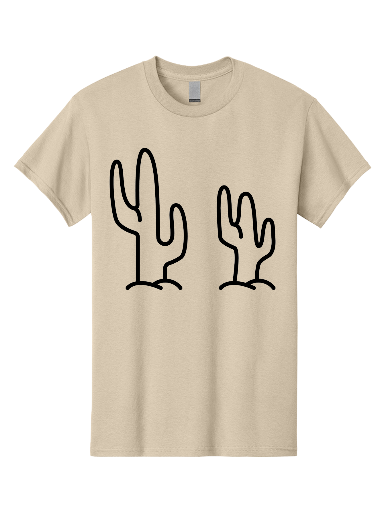 Cacti Men'S Graphic Tee, 100% Cotton, Comfortable Casual Summer Wear, Machine Washable, Cacti, Cactus Graphics, Simple Illustrations, Minimalist Design, Hand Drawn Art, Desert Plants, Outline Drawings, Black Lines - Aaa160