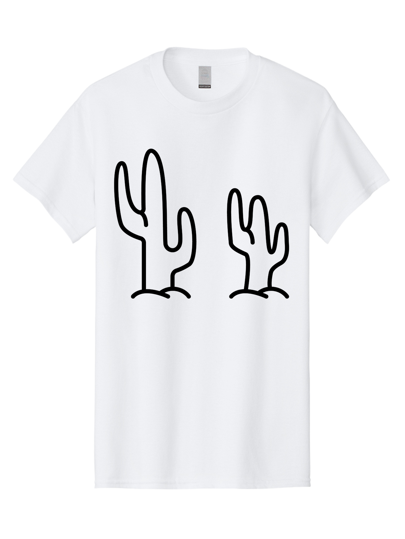 Cacti Men'S Graphic Tee, 100% Cotton, Comfortable Casual Summer Wear, Machine Washable, Cacti, Cactus Graphics, Simple Illustrations, Minimalist Design, Hand Drawn Art, Desert Plants, Outline Drawings, Black Lines - Aaa160