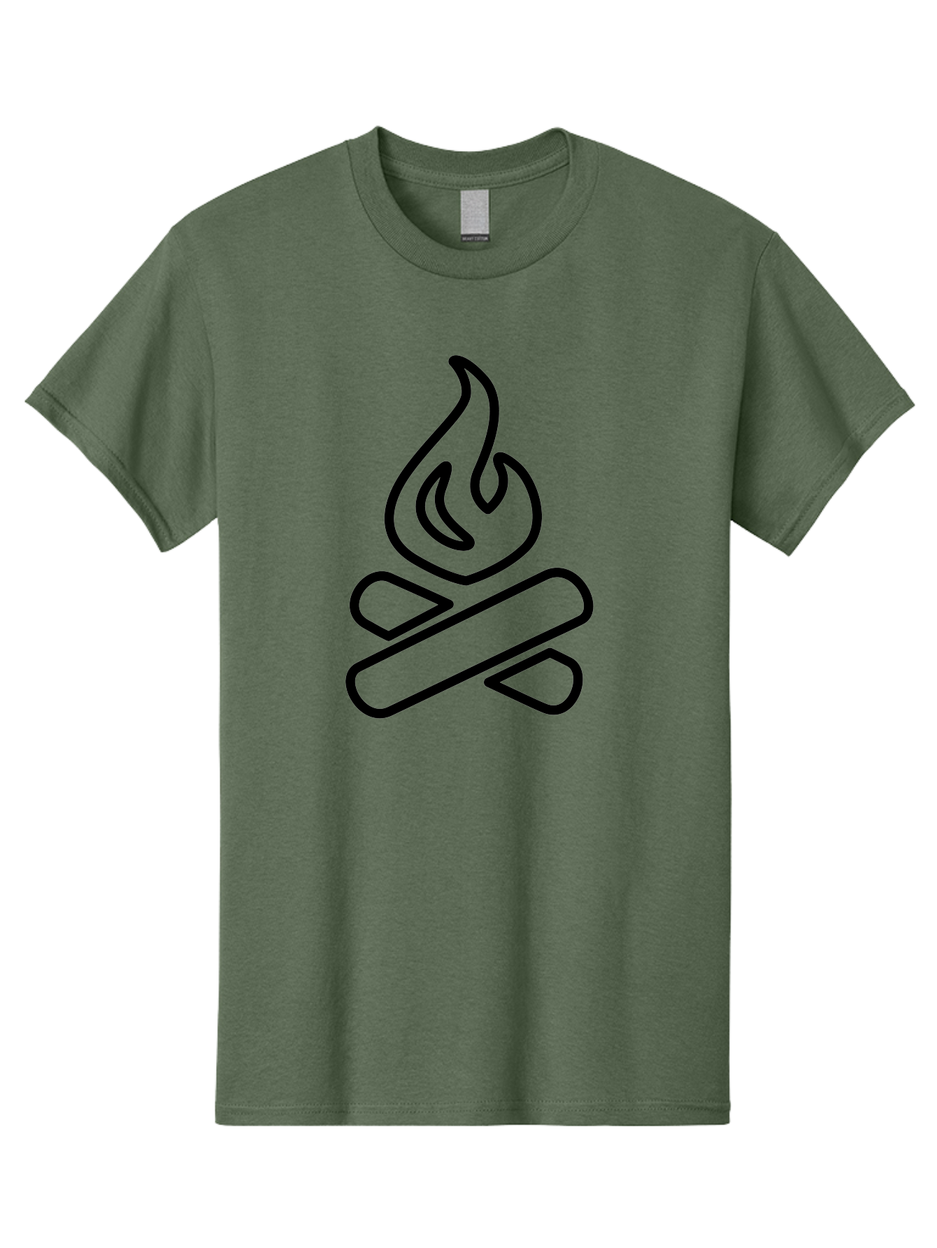 Campfire-1 Men'S Graphic Tee, 100% Cotton, Comfortable Casual Summer Wear, Machine Washable, Campfire Icon, Black Outline, Simple Design, Minimalist Art, Camping Symbol, Outdoor Adventure, Wilderness, Fire Pit, Bonfire - Aaa161