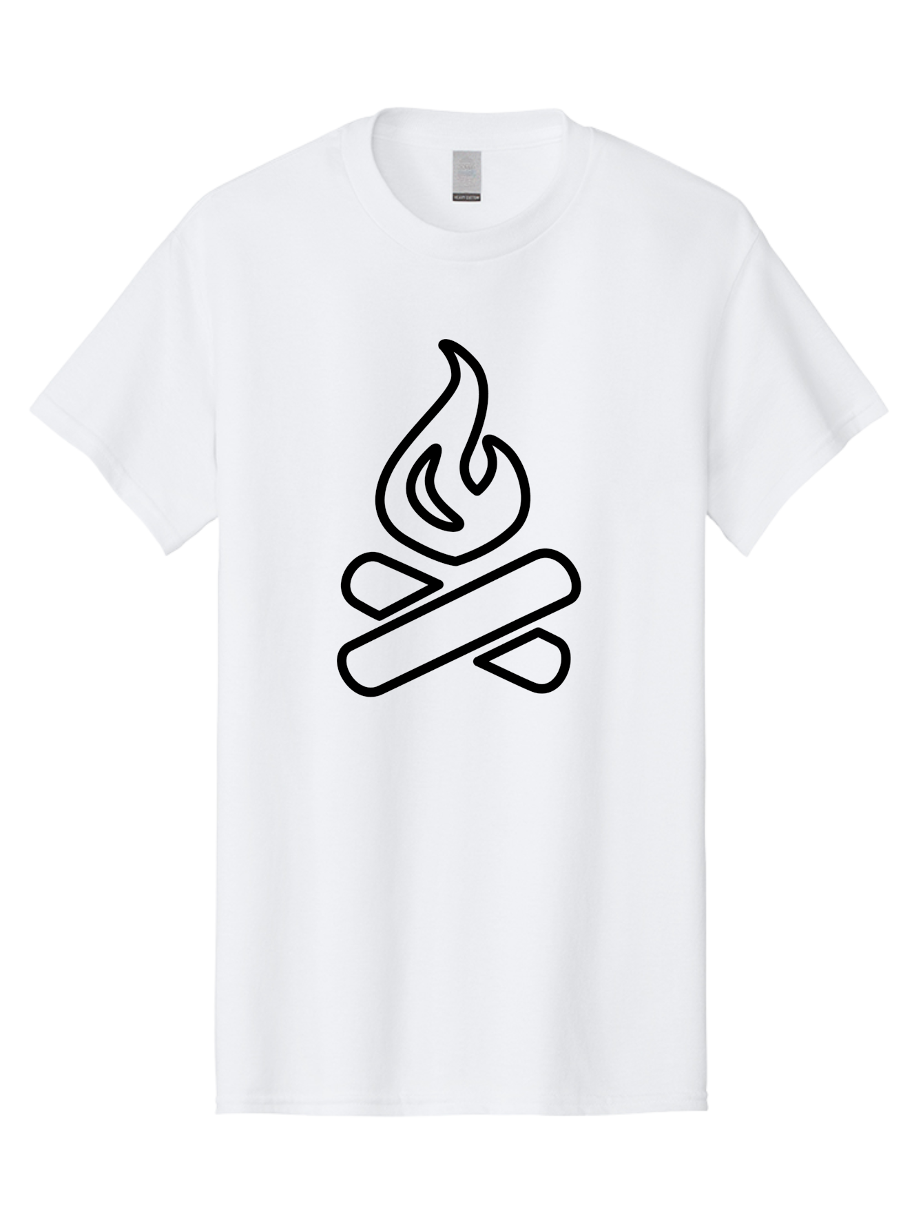Campfire-1 Men'S Graphic Tee, 100% Cotton, Comfortable Casual Summer Wear, Machine Washable, Campfire Icon, Black Outline, Simple Design, Minimalist Art, Camping Symbol, Outdoor Adventure, Wilderness, Fire Pit, Bonfire - Aaa161