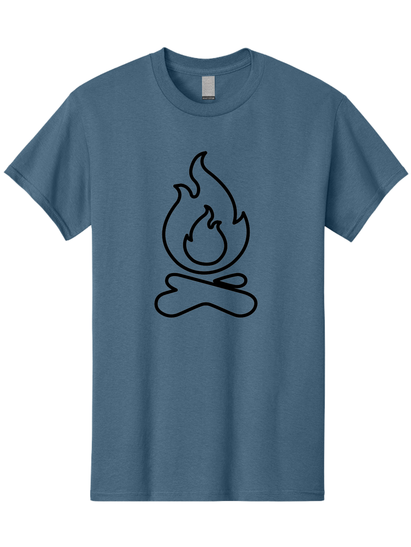 simple line art, camp fire icon, minimalist design, black outline, flame symbol, outdoor adventure, camping theme, warm ambiance, graphic illustration