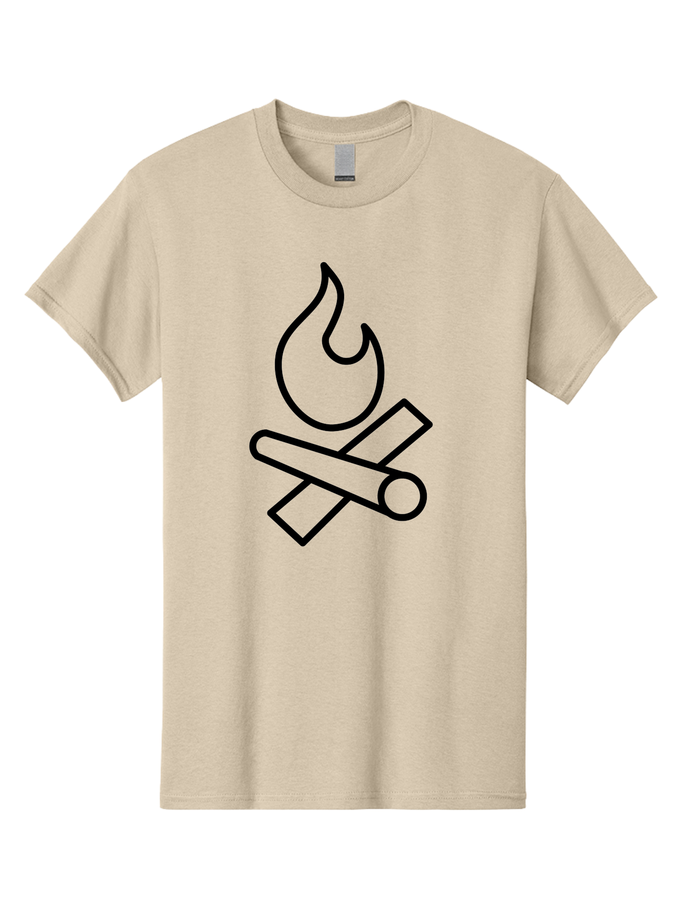 Campfire-3 Men'S Graphic Tee, 100% Cotton, Comfortable Casual Summer Wear, Machine Washable, Camping Symbol, Campfire Icon, Fire Pit, Outdoor Adventure, Wilderness Survival, Crossing Logs, Flame Graphic, Simple Illustration - Aaa163