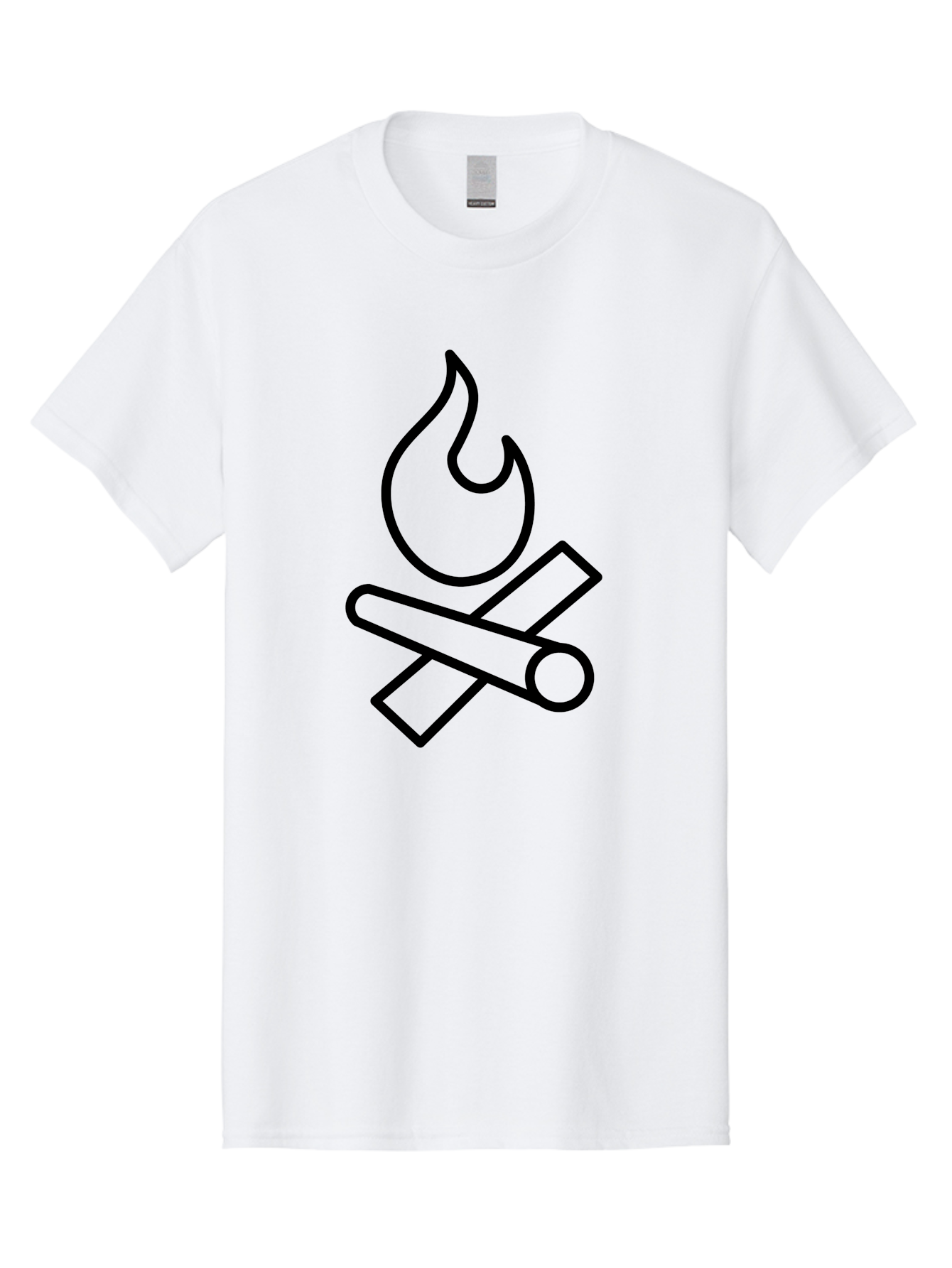 Campfire-3 Men'S Graphic Tee, 100% Cotton, Comfortable Casual Summer Wear, Machine Washable, Camping Symbol, Campfire Icon, Fire Pit, Outdoor Adventure, Wilderness Survival, Crossing Logs, Flame Graphic, Simple Illustration - Aaa163