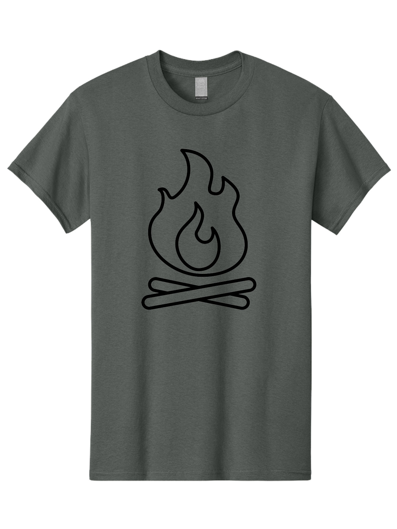 Campfire-4 Men'S Graphic Tee, 100% Cotton, Comfortable Casual Summer Wear, Machine Washable, Campfire Illustration, Outdoor Adventure, Camping Symbol, Wilderness Theme, Fire Icon, Simple Design, Bold Lines, Flames, Logs - Aaa164