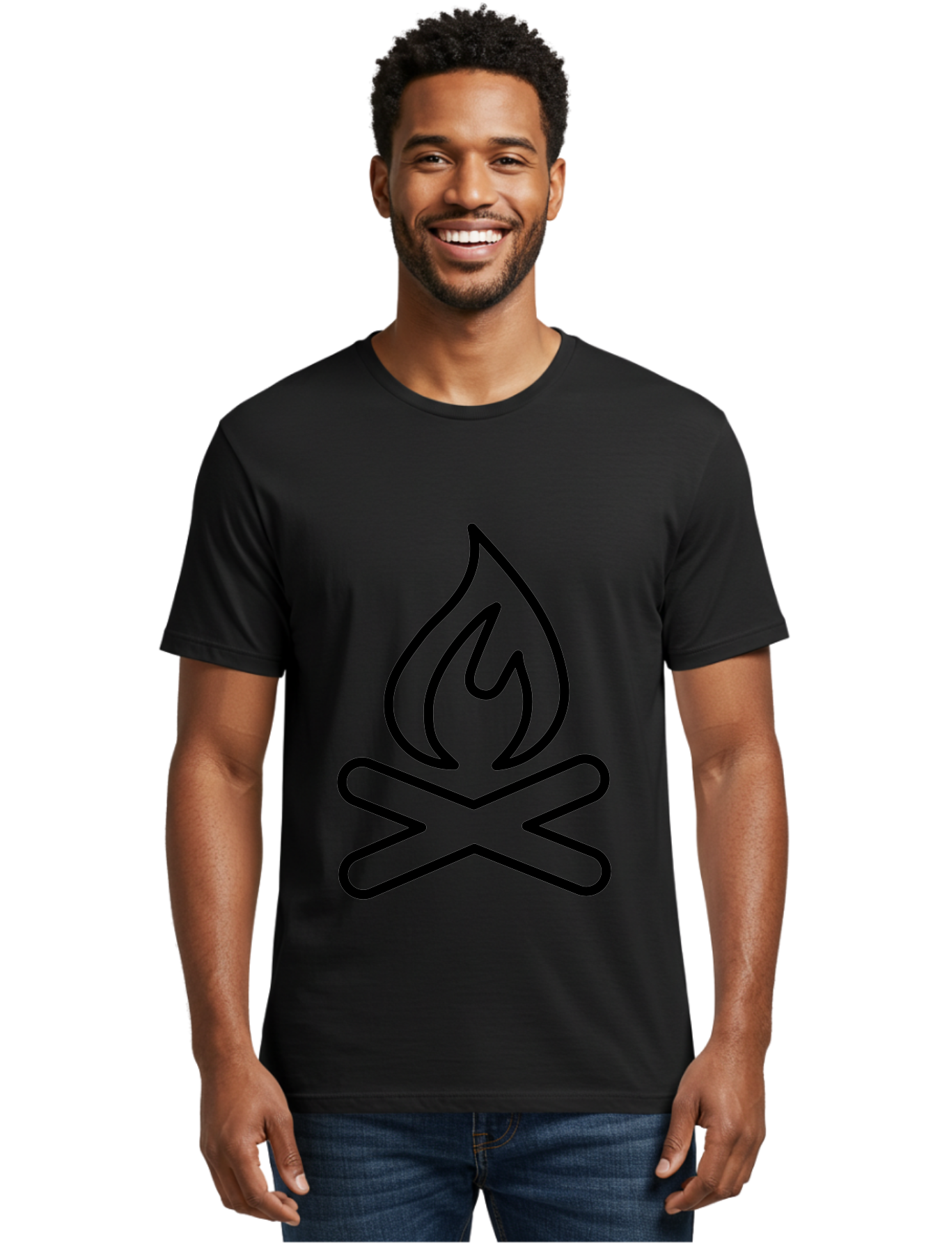 campfire icon, campfire, black outline, flames, campfire graphics, simple illustration, minimalist design, outdoor symbol, camping emblem, fire pit