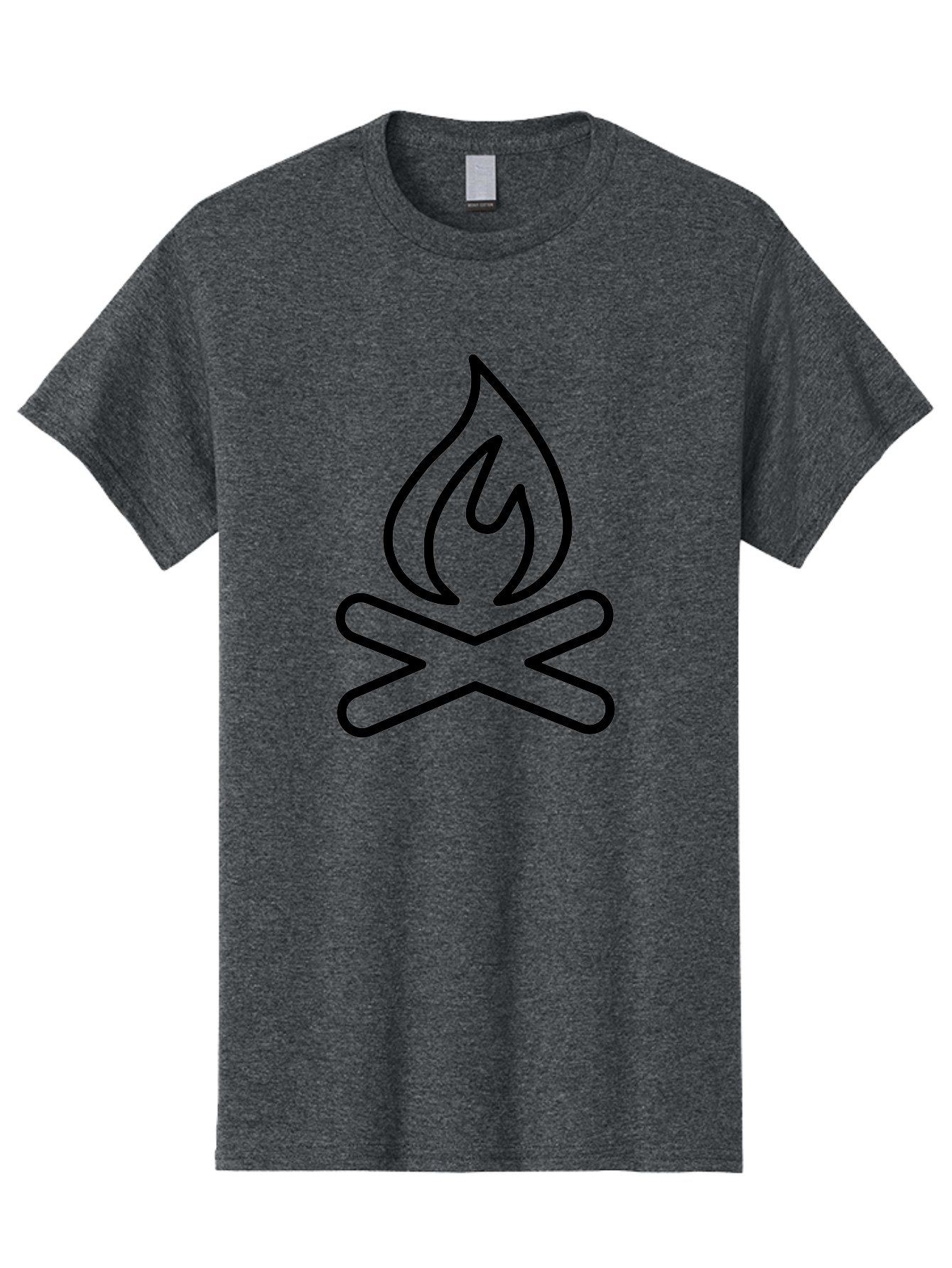 Campfire Men'S Graphic Tee, 100% Cotton, Comfortable Casual Summer Wear, Machine Washable, Campfire Icon, Campfire, Black Outline, Flames, Campfire Graphics, Simple Illustration, Minimalist Design, Outdoor Symbol, Camping Emblem, Fire Pit - Aaa165