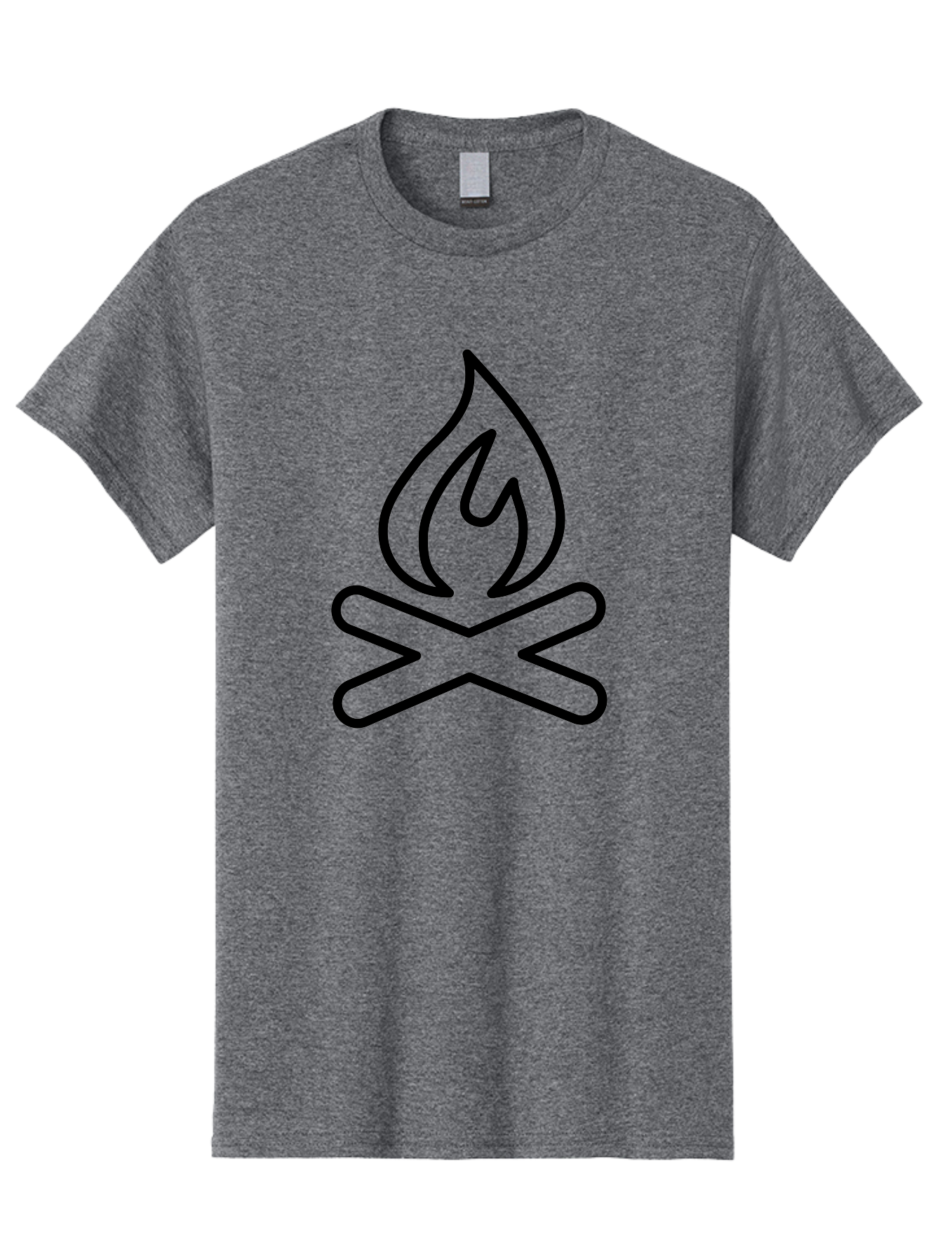 Campfire Men'S Graphic Tee, 100% Cotton, Comfortable Casual Summer Wear, Machine Washable, Campfire Icon, Campfire, Black Outline, Flames, Campfire Graphics, Simple Illustration, Minimalist Design, Outdoor Symbol, Camping Emblem, Fire Pit - Aaa165