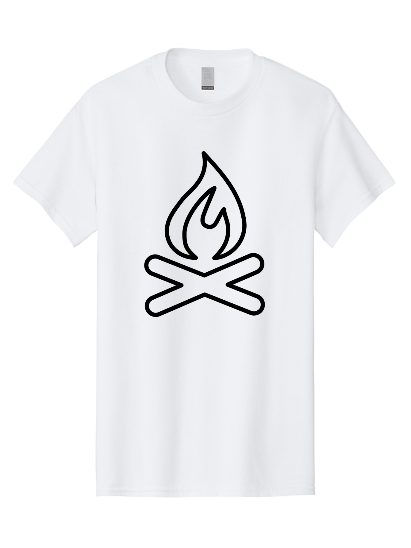 Campfire Men'S Graphic Tee, 100% Cotton, Comfortable Casual Summer Wear, Machine Washable, Campfire Icon, Campfire, Black Outline, Flames, Campfire Graphics, Simple Illustration, Minimalist Design, Outdoor Symbol, Camping Emblem, Fire Pit - Aaa165