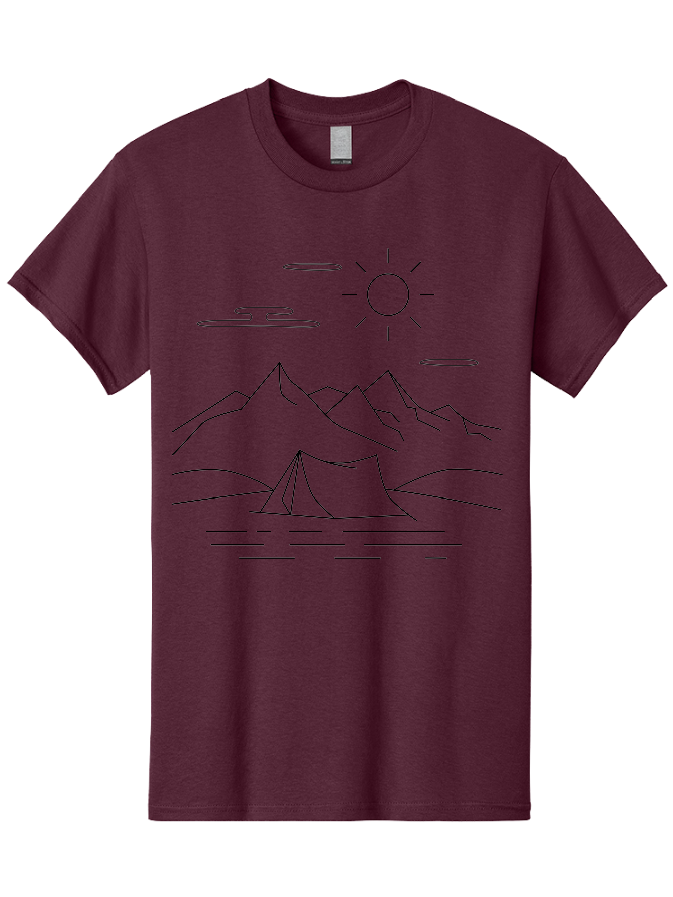 Camping-In-Mountains-1 Men'S Graphic Tee, 100% Cotton, Comfortable Casual Summer Wear, Machine Washable, Camping In Mountains, Outdoor Adventure, Serene Landscape, Mountain Scenery, Tranquil Atmosphere, Peaceful Camping, Wilderness Escape - Aaa166