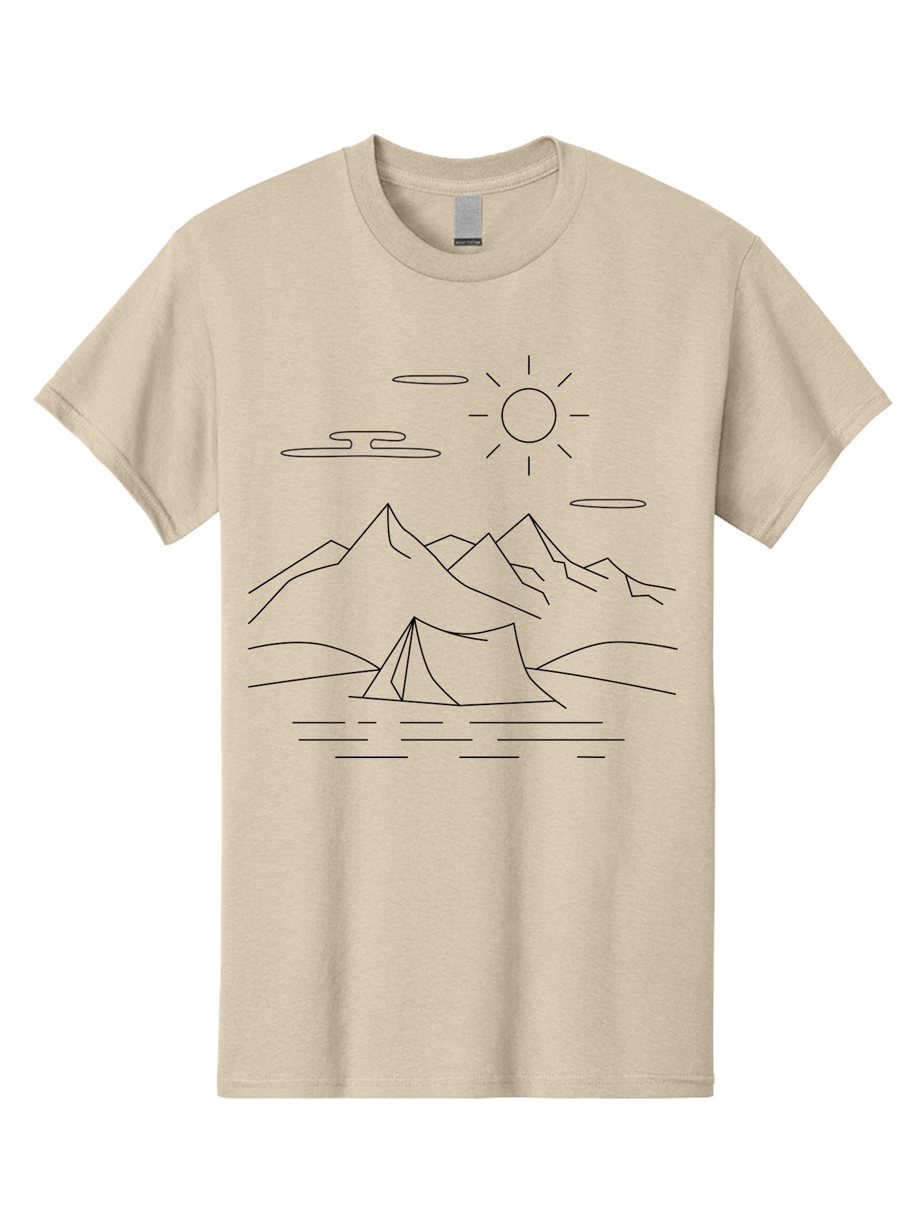 Camping-In-Mountains-1 Men'S Graphic Tee, 100% Cotton, Comfortable Casual Summer Wear, Machine Washable, Camping In Mountains, Outdoor Adventure, Serene Landscape, Mountain Scenery, Tranquil Atmosphere, Peaceful Camping, Wilderness Escape - Aaa166