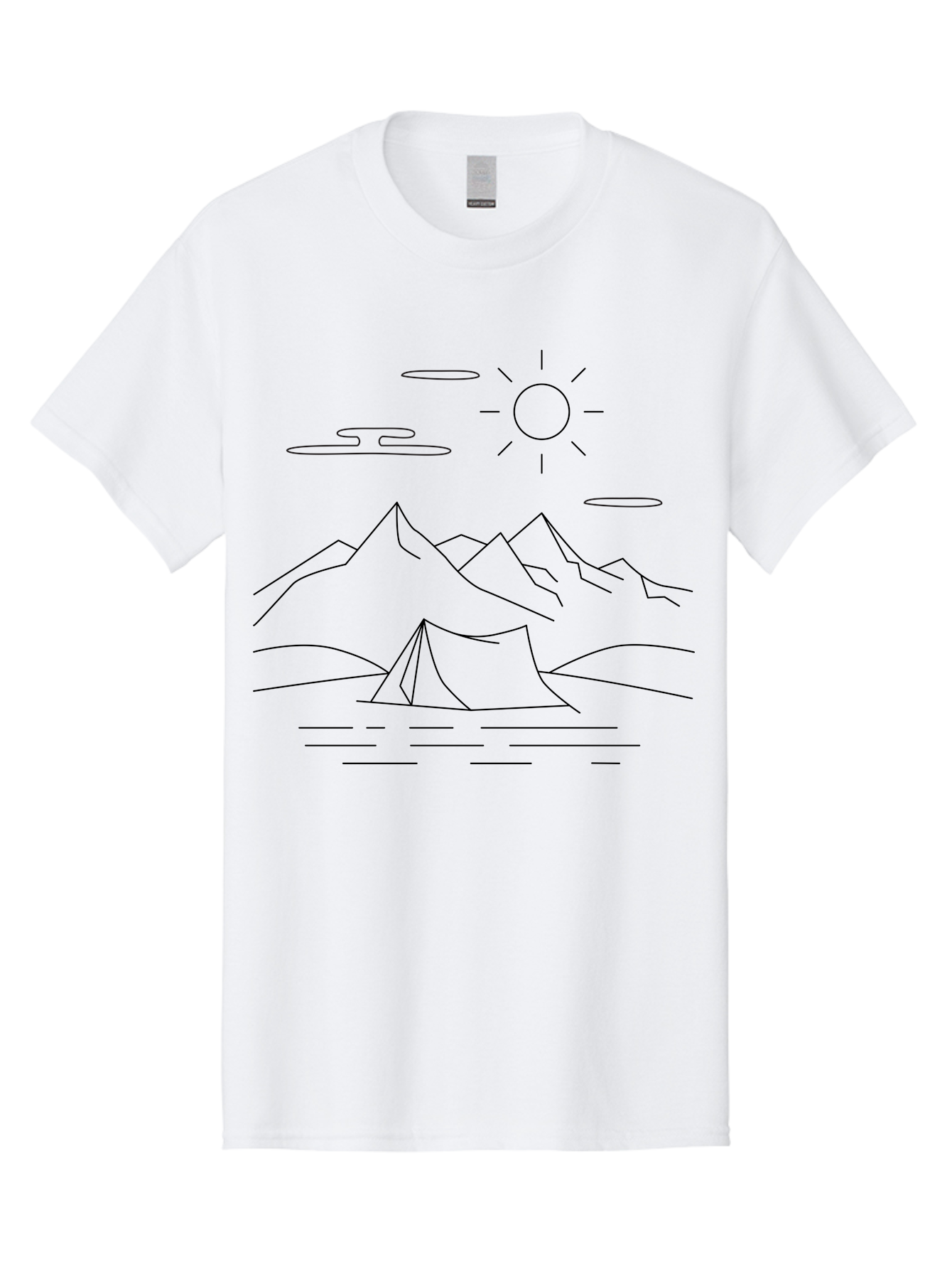 Camping-In-Mountains-1 Men'S Graphic Tee, 100% Cotton, Comfortable Casual Summer Wear, Machine Washable, Camping In Mountains, Outdoor Adventure, Serene Landscape, Mountain Scenery, Tranquil Atmosphere, Peaceful Camping, Wilderness Escape - Aaa166
