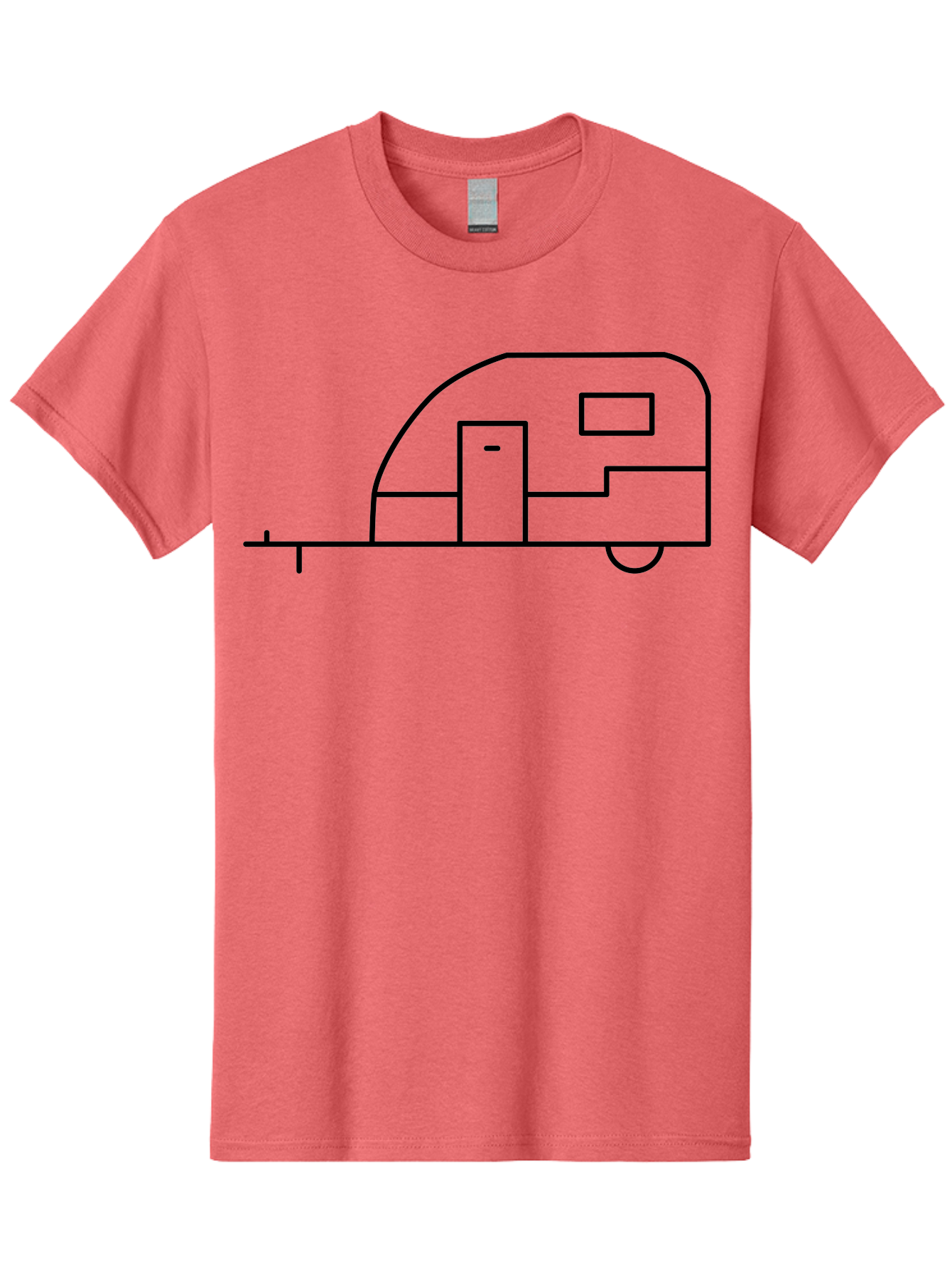 Caravan Men'S Graphic Tee, 100% Cotton, Comfortable Casual Summer Wear, Machine Washable, Simple Caravan Design, Minimalist Trailer Illustration, Modern Camping Icon, Graphic Adventure Symbol, Outdoor Recreation, Rv Travel - Aaa168