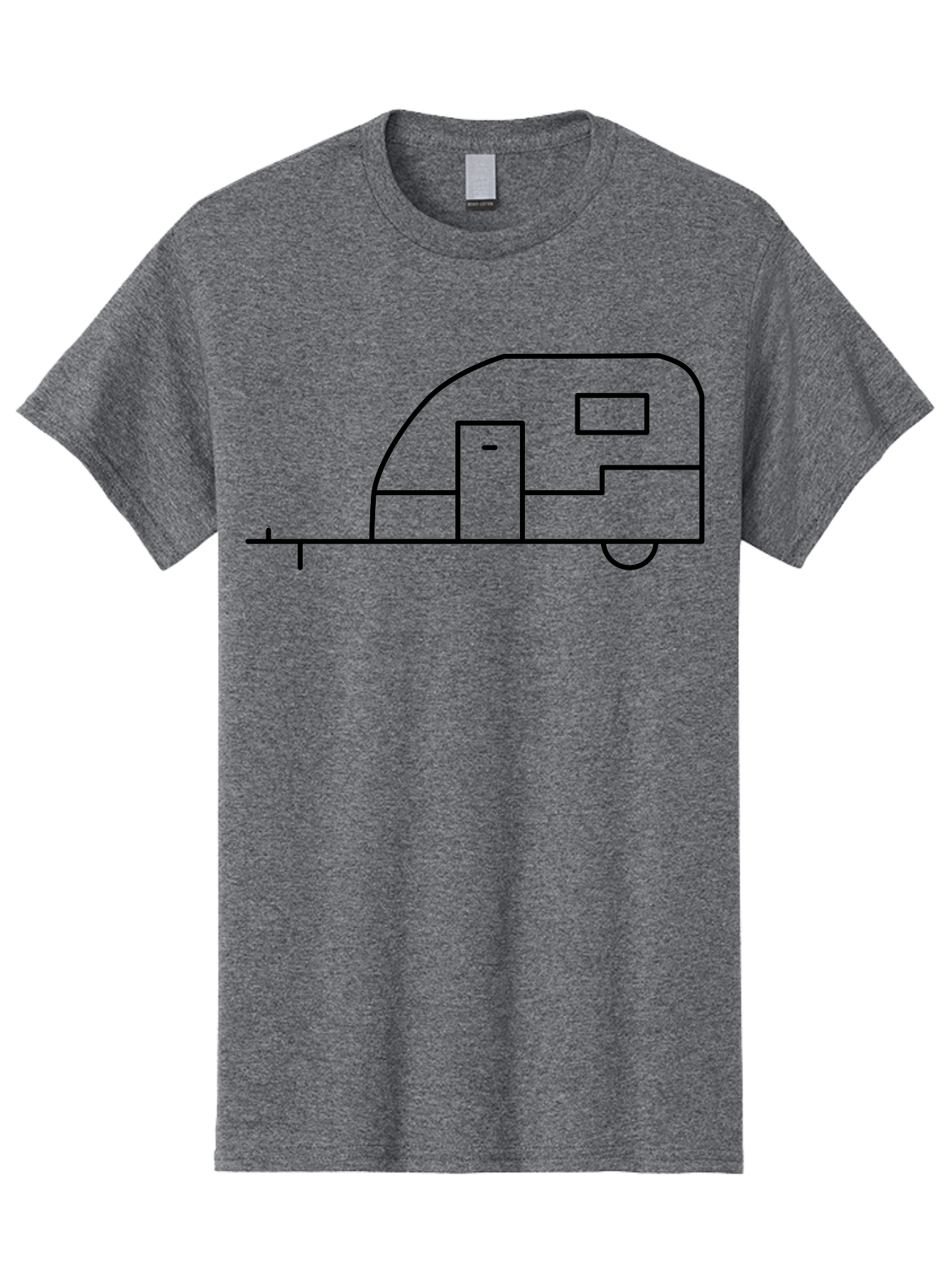 Caravan Men'S Graphic Tee, 100% Cotton, Comfortable Casual Summer Wear, Machine Washable, Simple Caravan Design, Minimalist Trailer Illustration, Modern Camping Icon, Graphic Adventure Symbol, Outdoor Recreation, Rv Travel - Aaa168